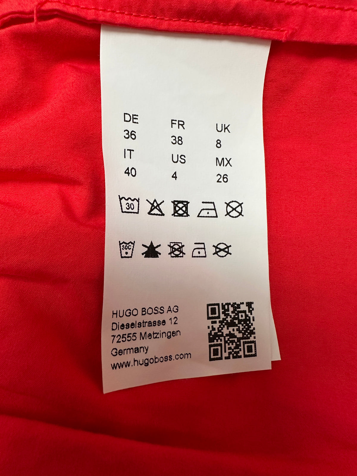 Boss long red v-neck dress - size 38