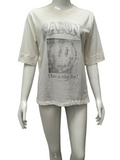 Ganni white tee-shirt with grey details - size 38