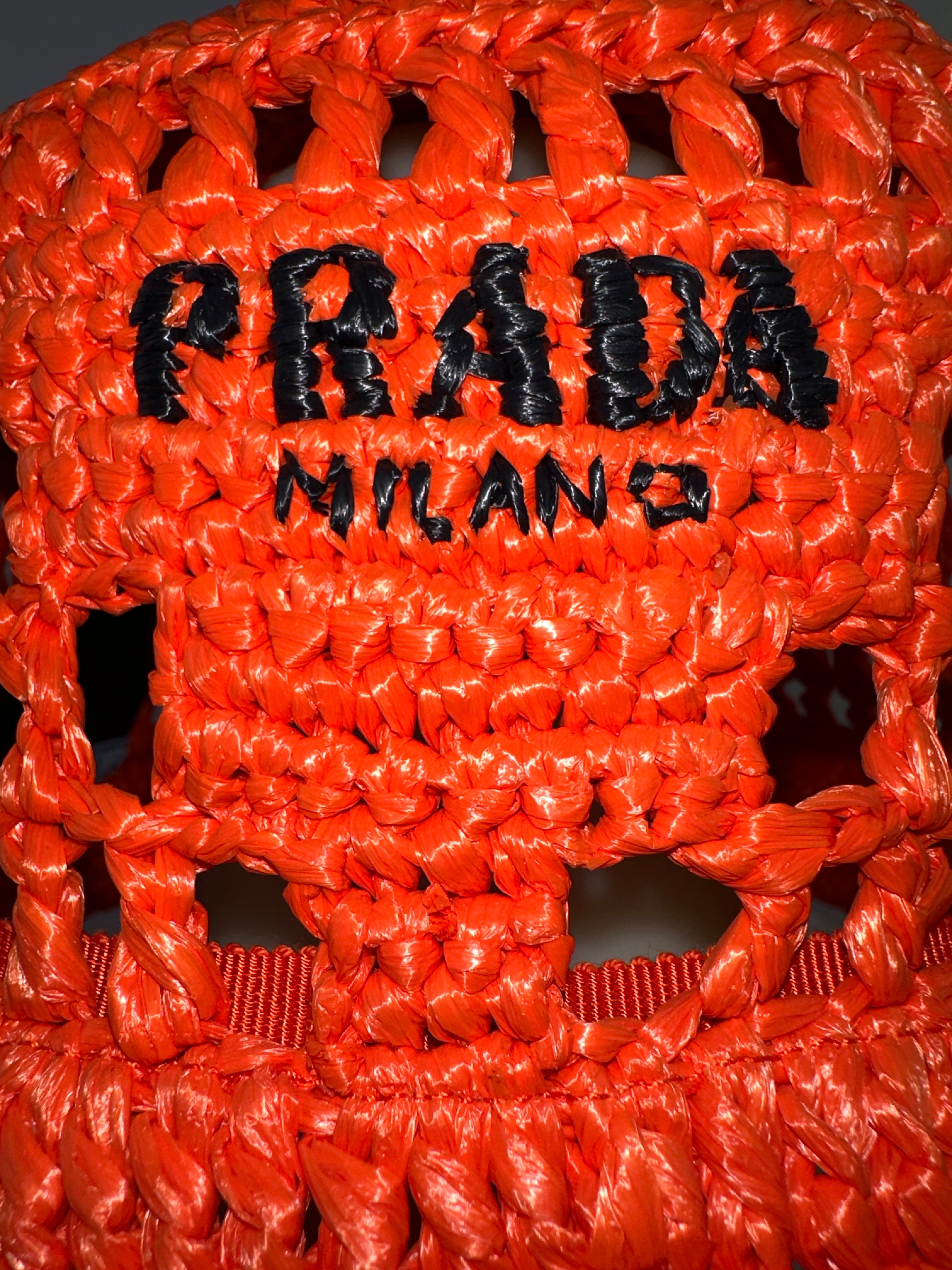 Prada woven fabric bucket hat orange - 59 cm