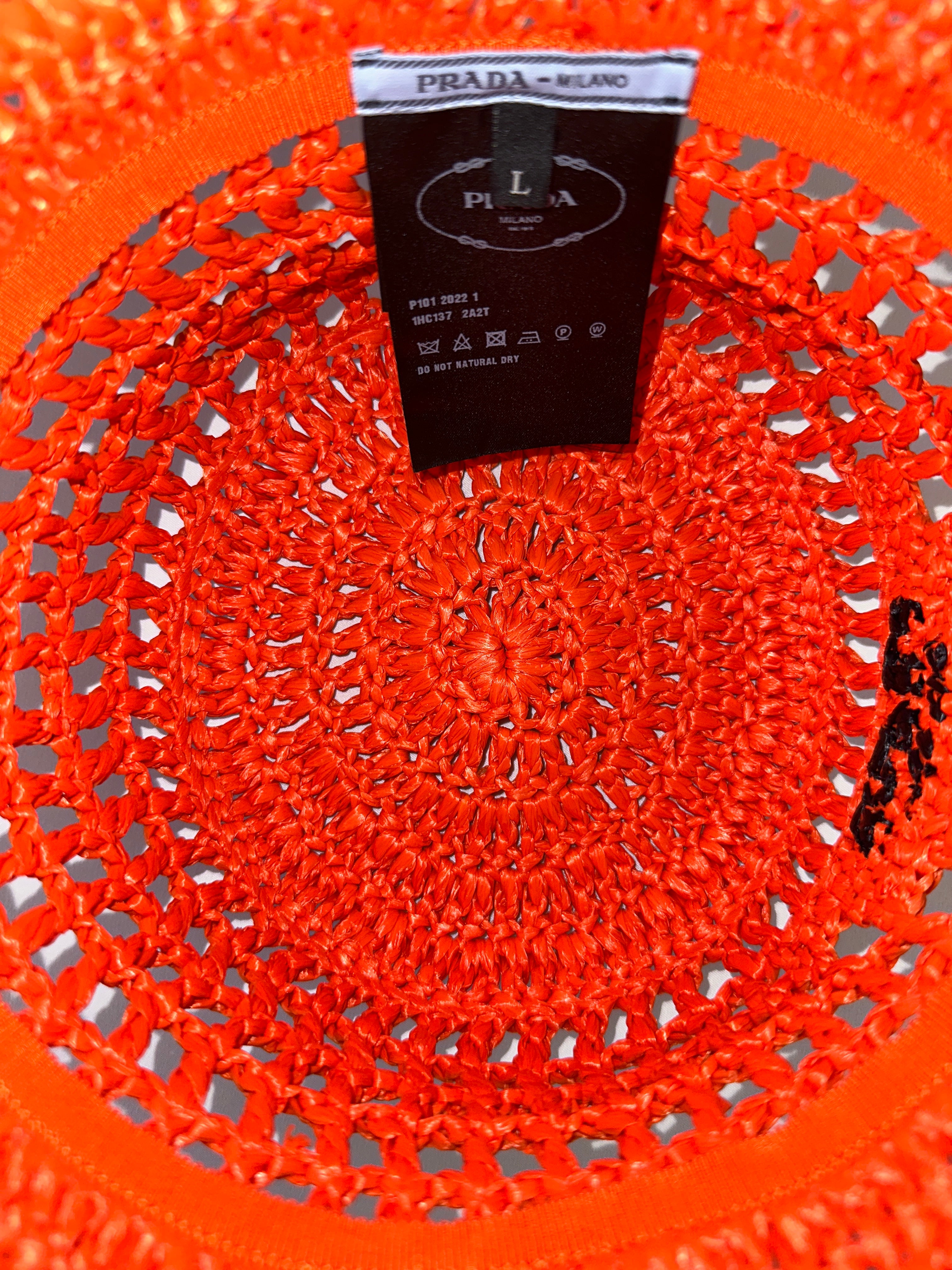 Prada woven fabric bucket hat orange - 59 cm
