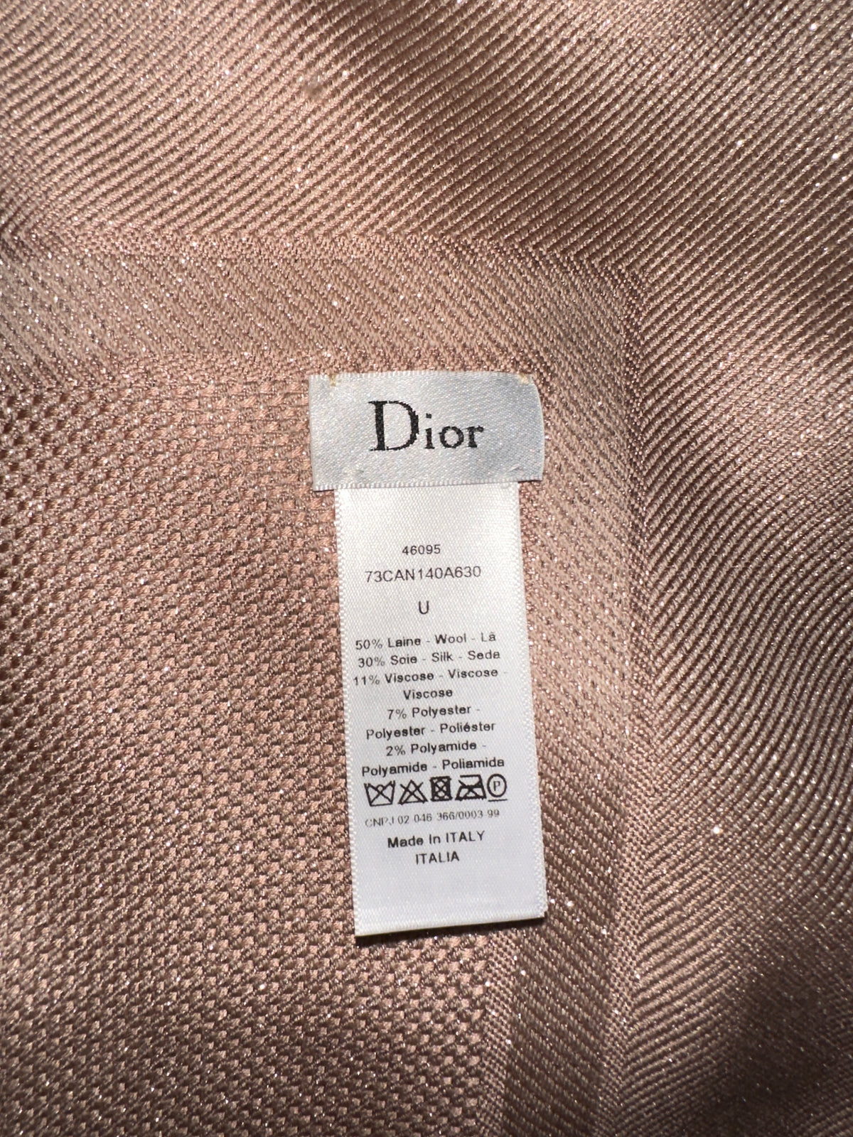 Dior stole shawl muffler canage silk wool women's light pink