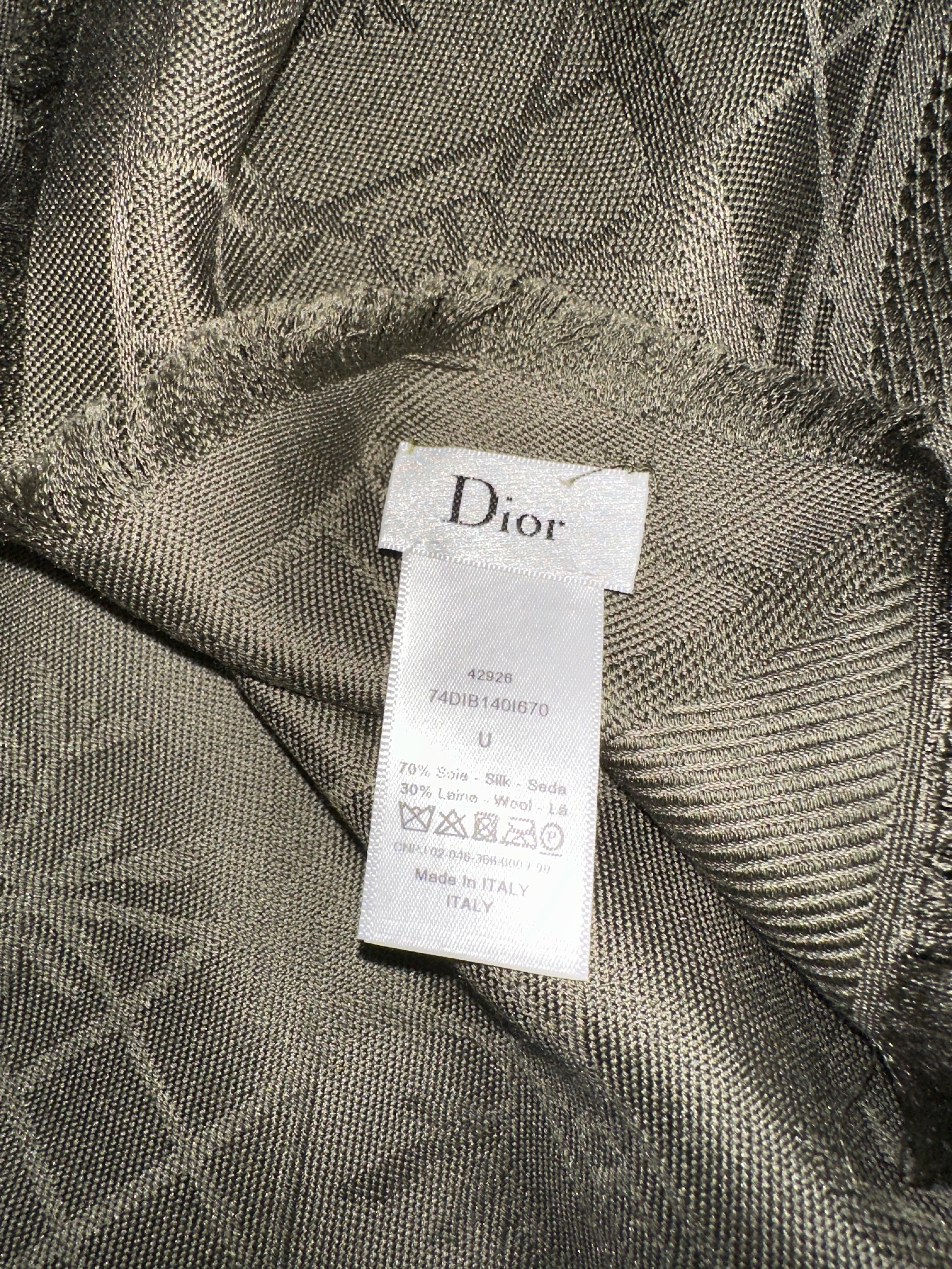 Dior shawl muffler canage silk wool women's kaki