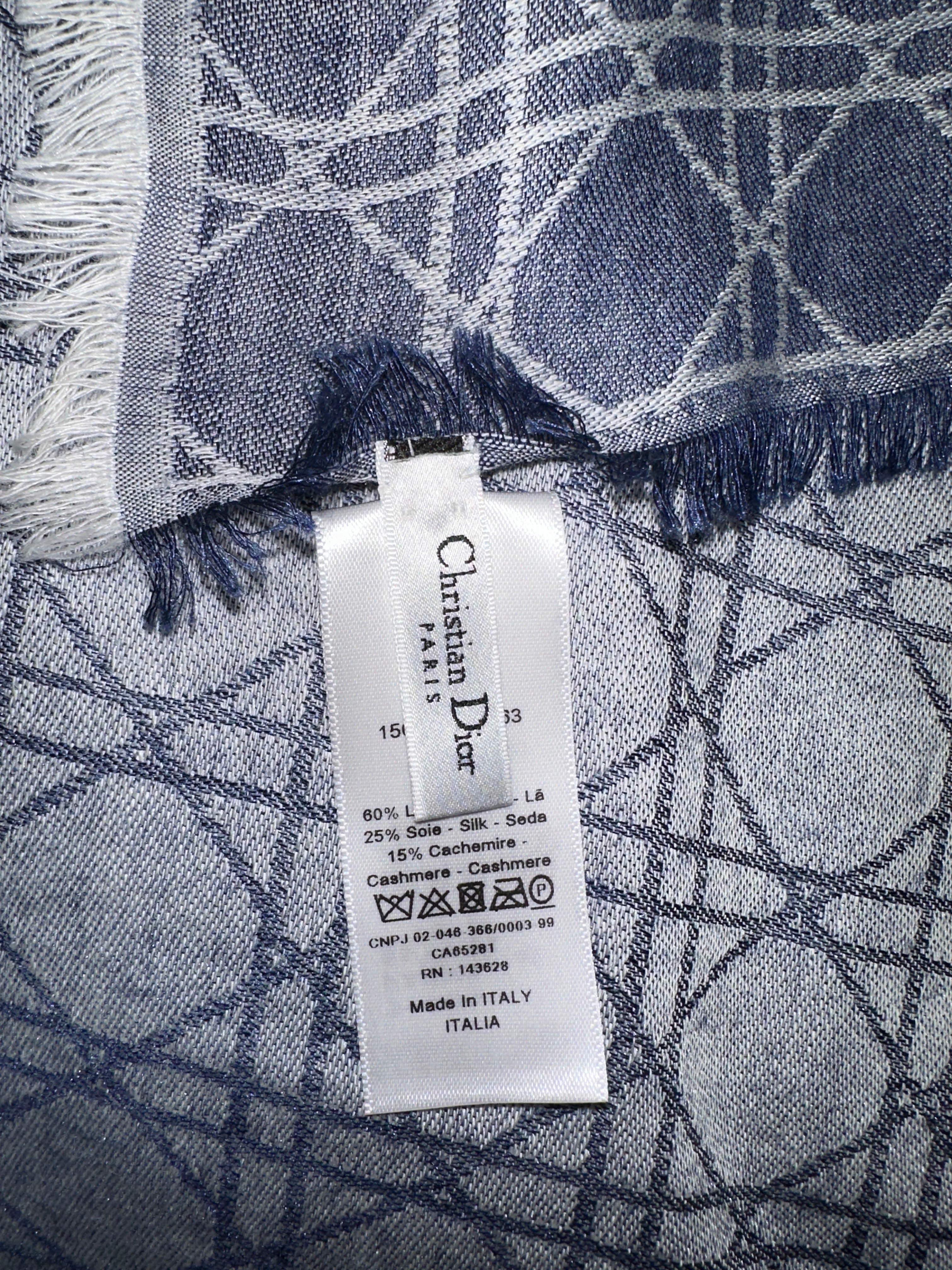 Dior cannage shawl denim blue wool, silk and cashmere