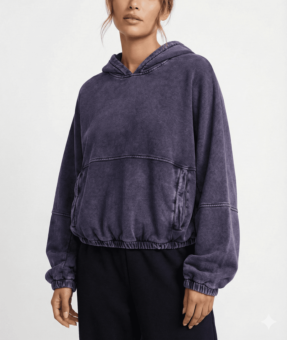 Washed Blue Pullover Hooded Sweatshirt - size M