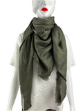Dior shawl muffler canage silk wool women's kaki