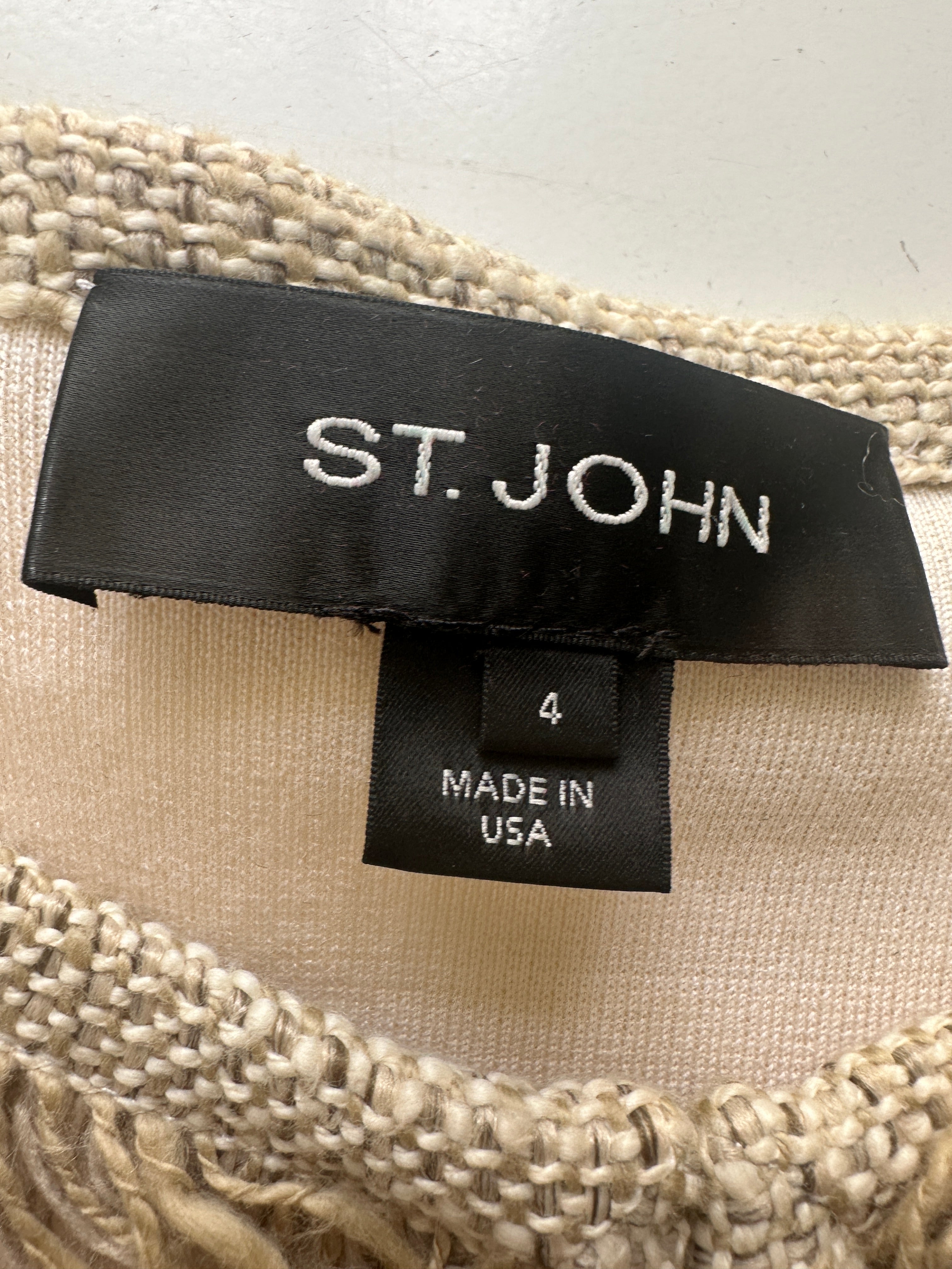 St.John cream cardigan with grey-brown ruffles - size 36