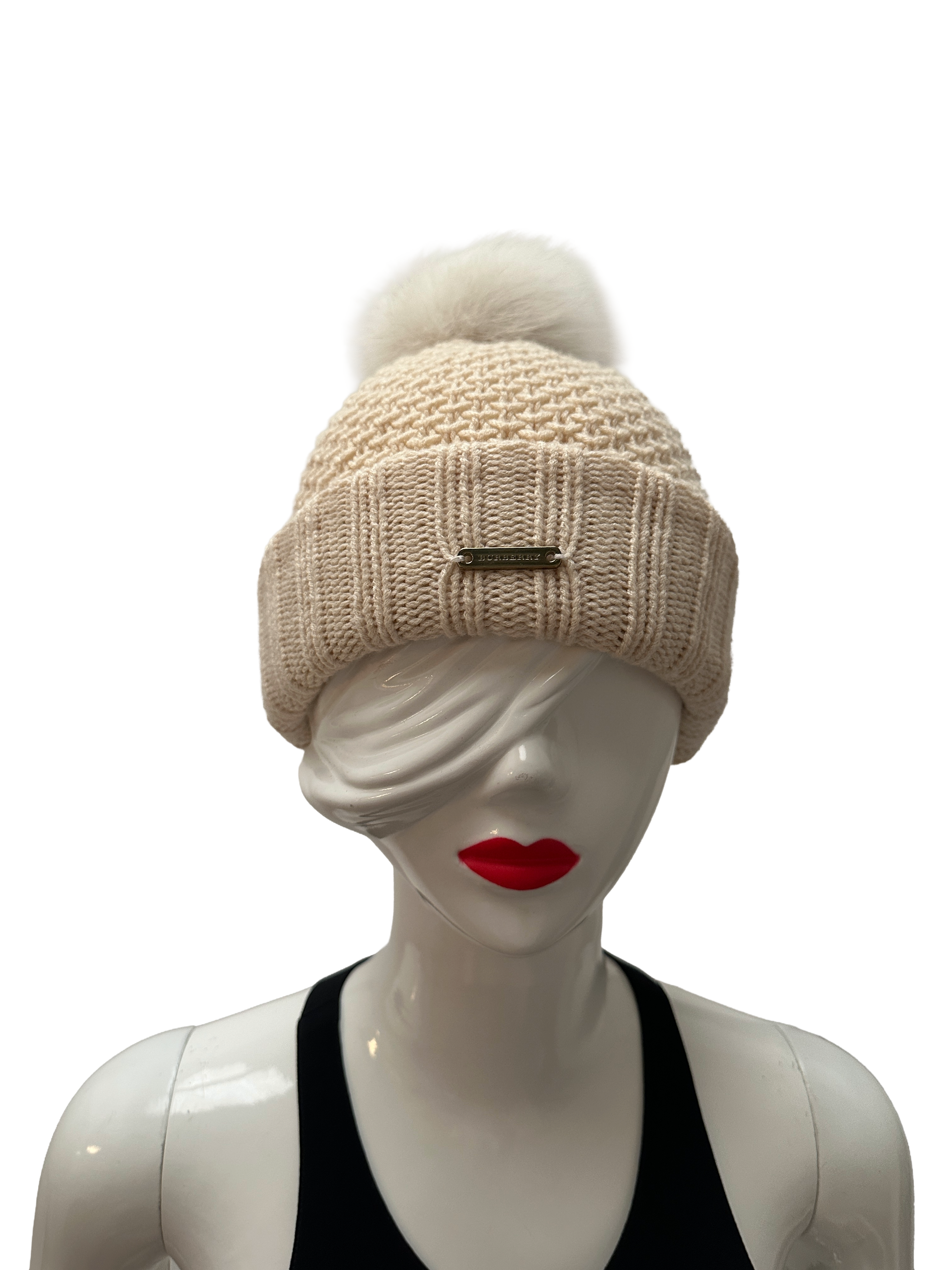 Burberry beige wool beanie