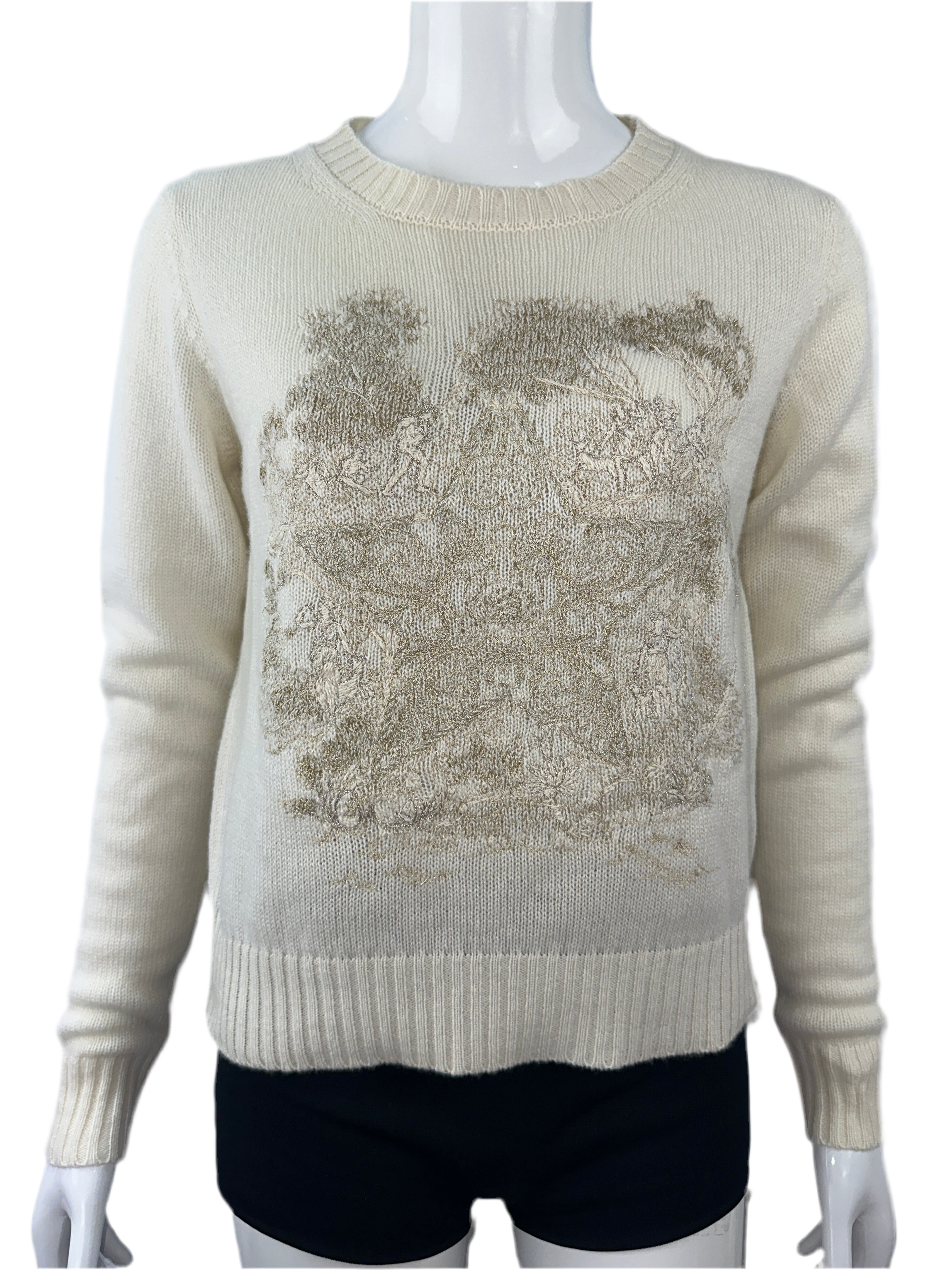 Dior white sweater with gold embroidery - size 38