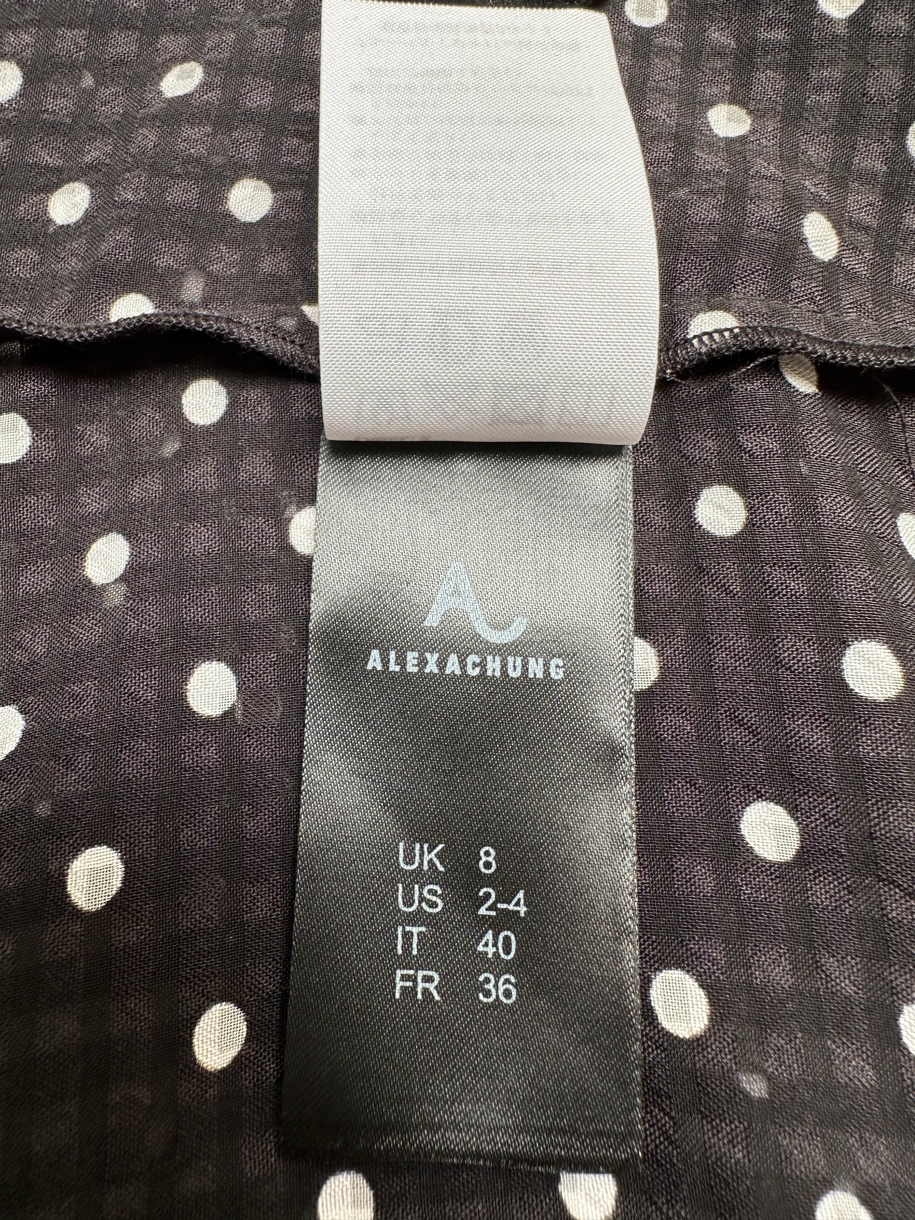 Alexa Chung black blouse with white polka dots - size 38