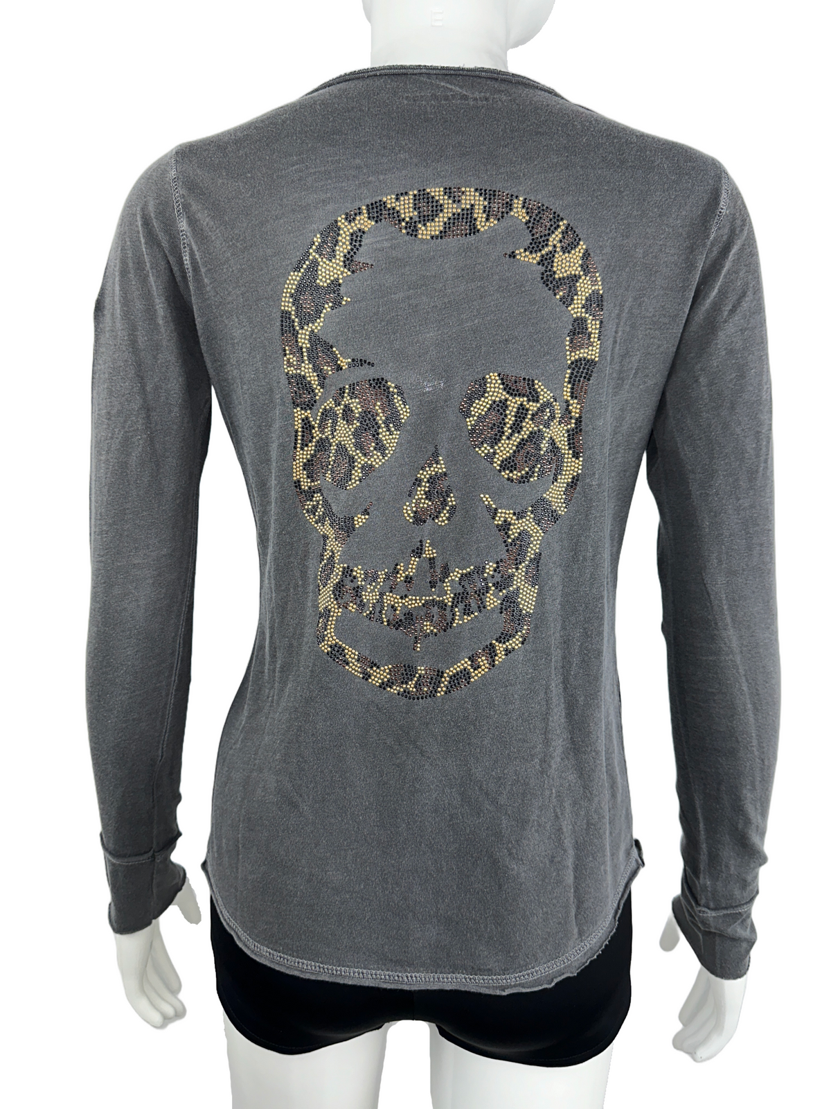 Zadig & Voltaire grey tee shirt with leopard skull - size 34