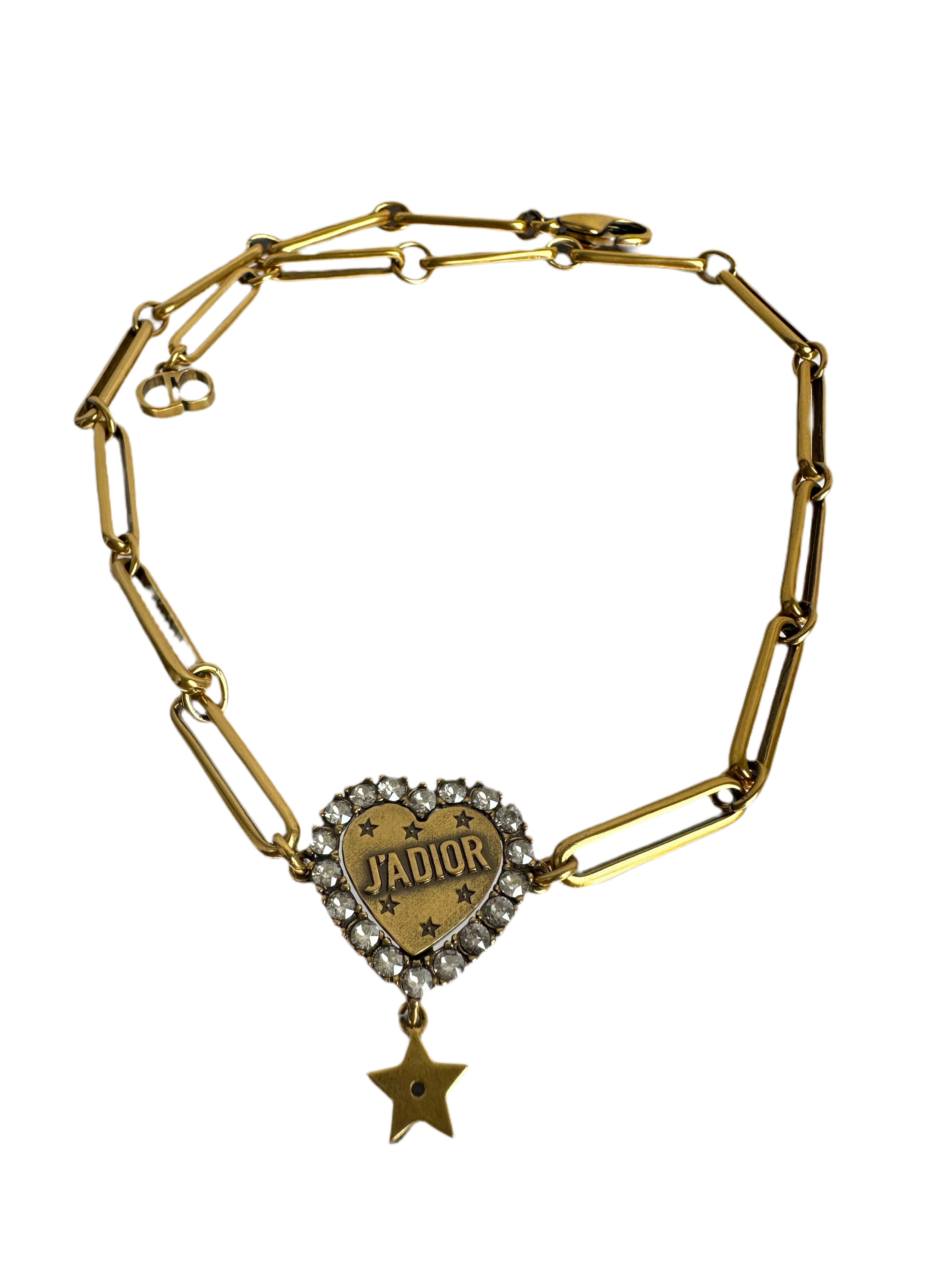 Dior metal crystal heart j'adior choker necklace age gold
