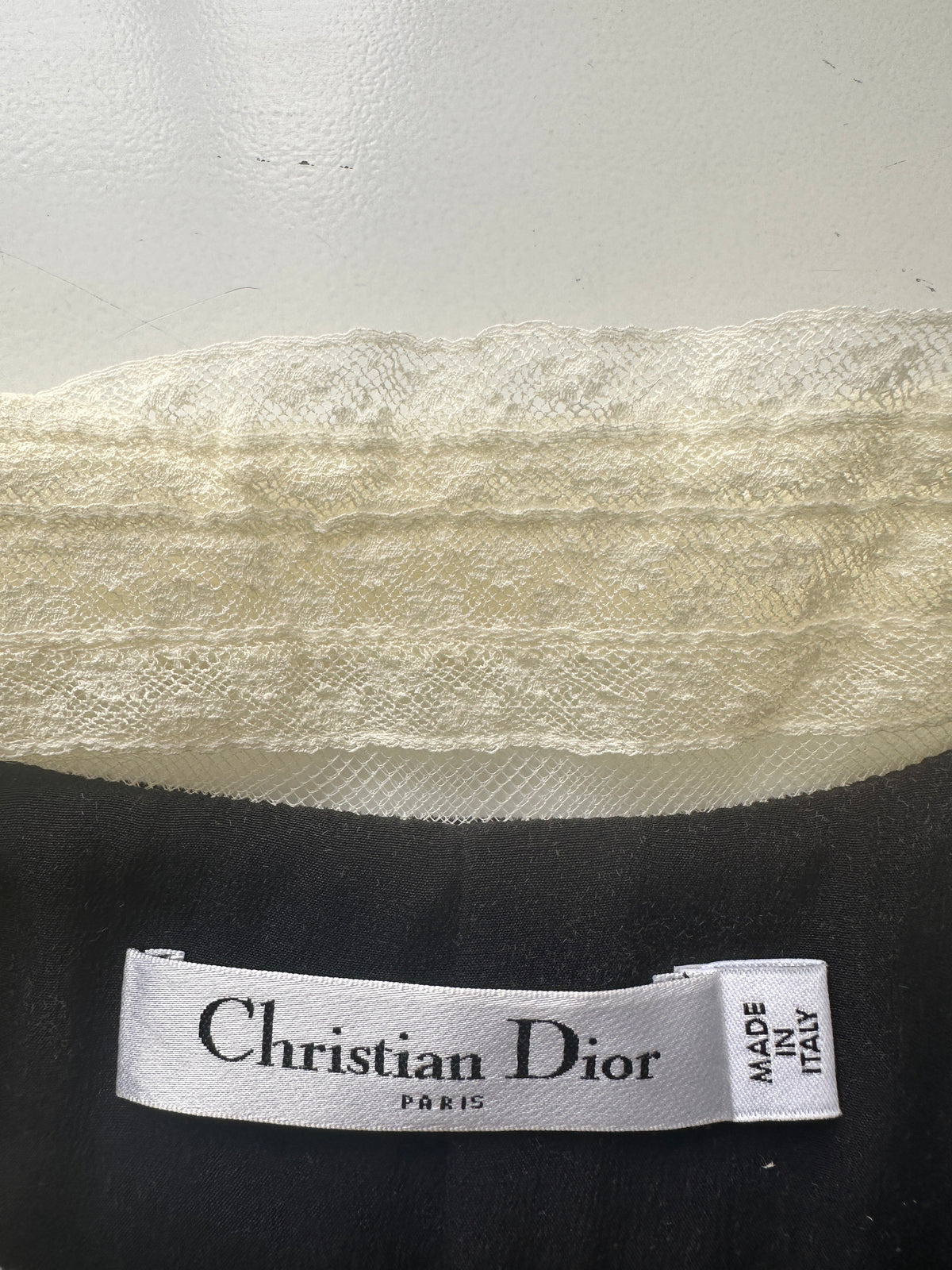 Dior black velvet-effect short jumpsuit, white collar - size 38