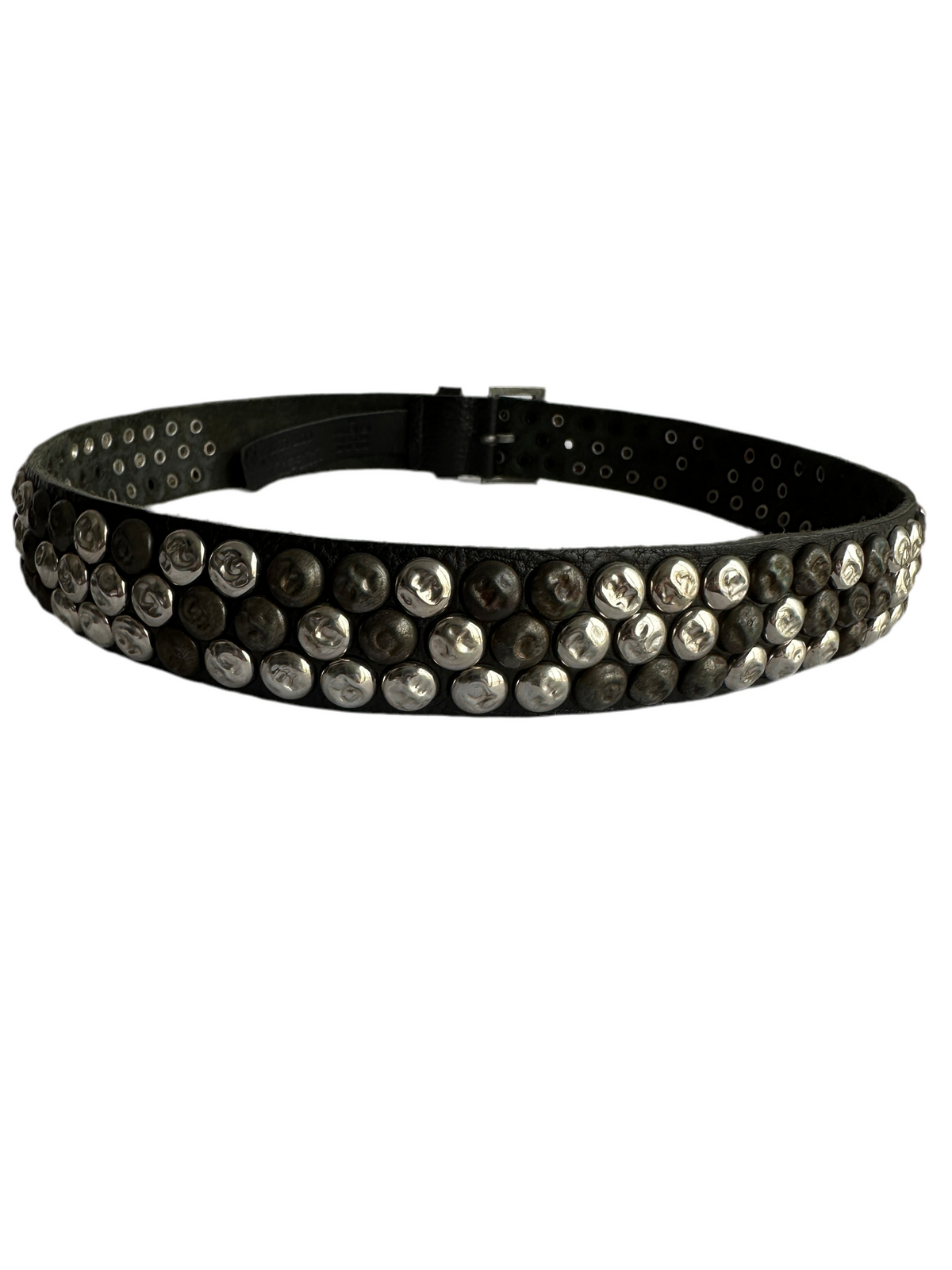 Zadig & Voltaire leather studded belt with circular rivet