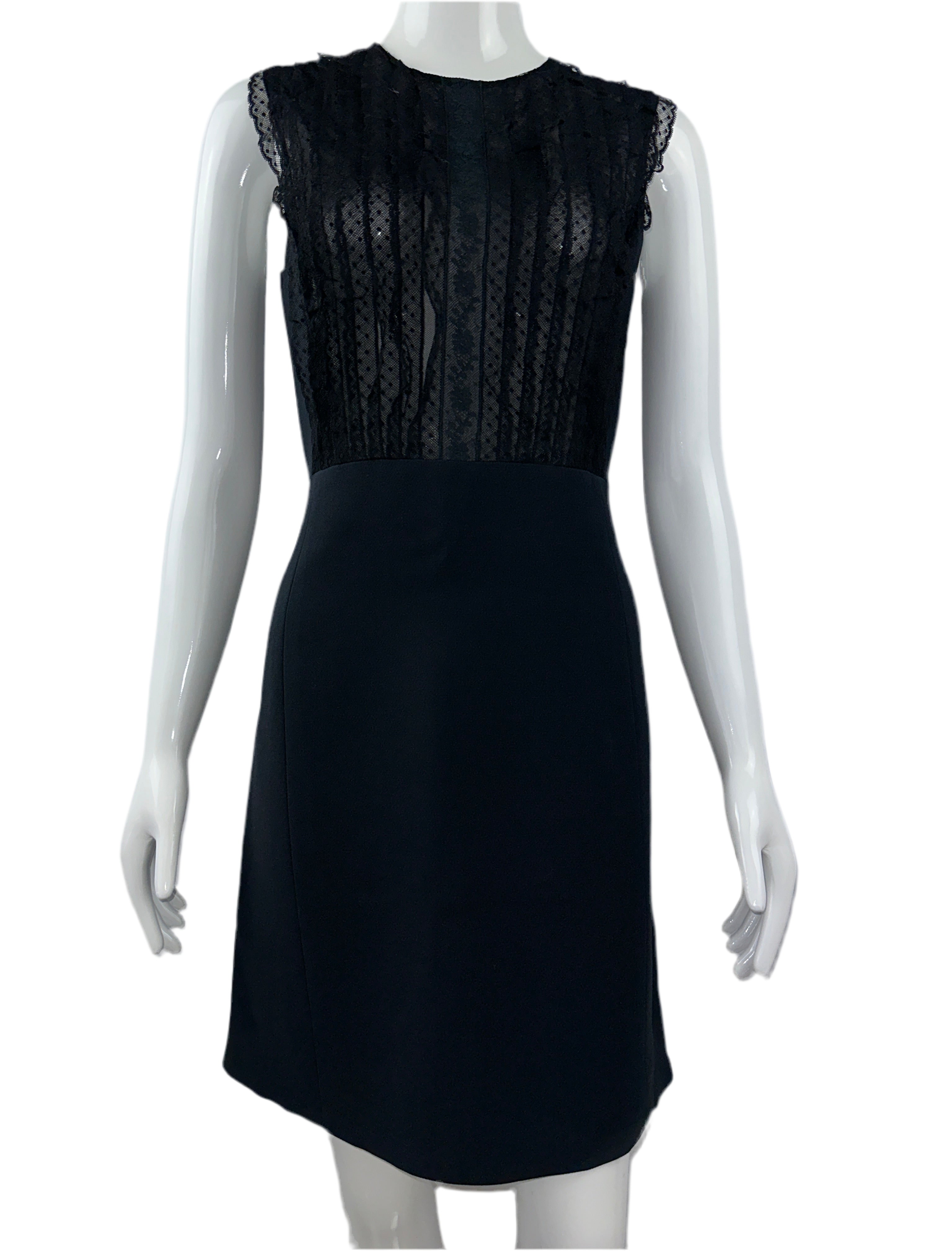 Dior black dress with transparent lace bib - size 36