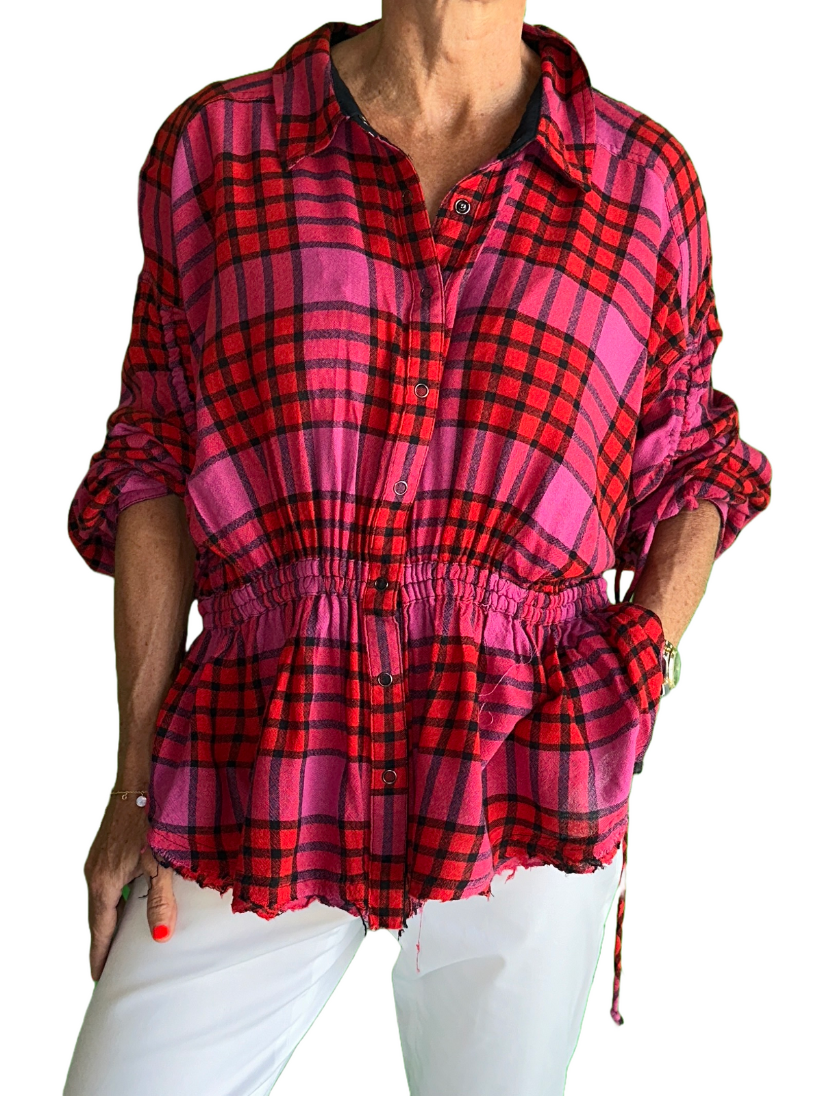 We the free Belted plaid shirt - size 40