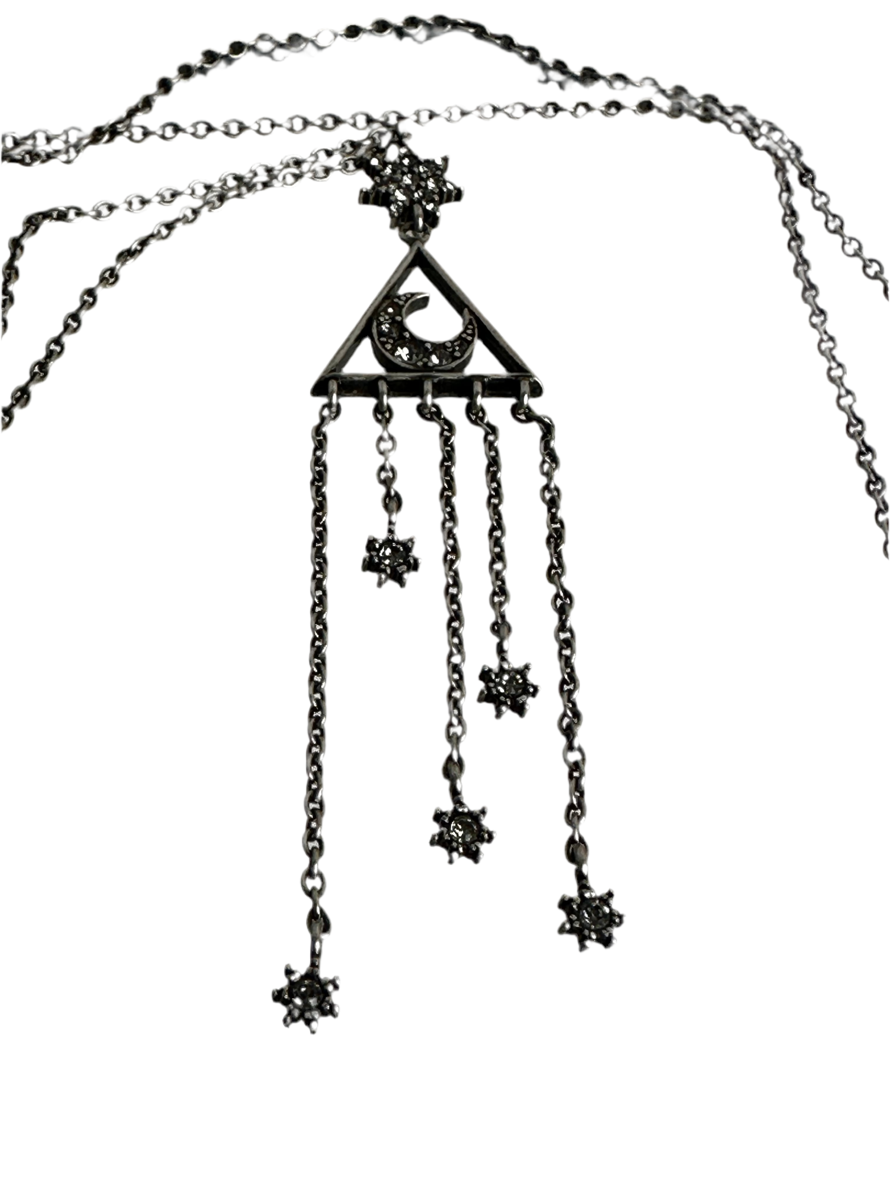 Dior silver necklace with moon and star