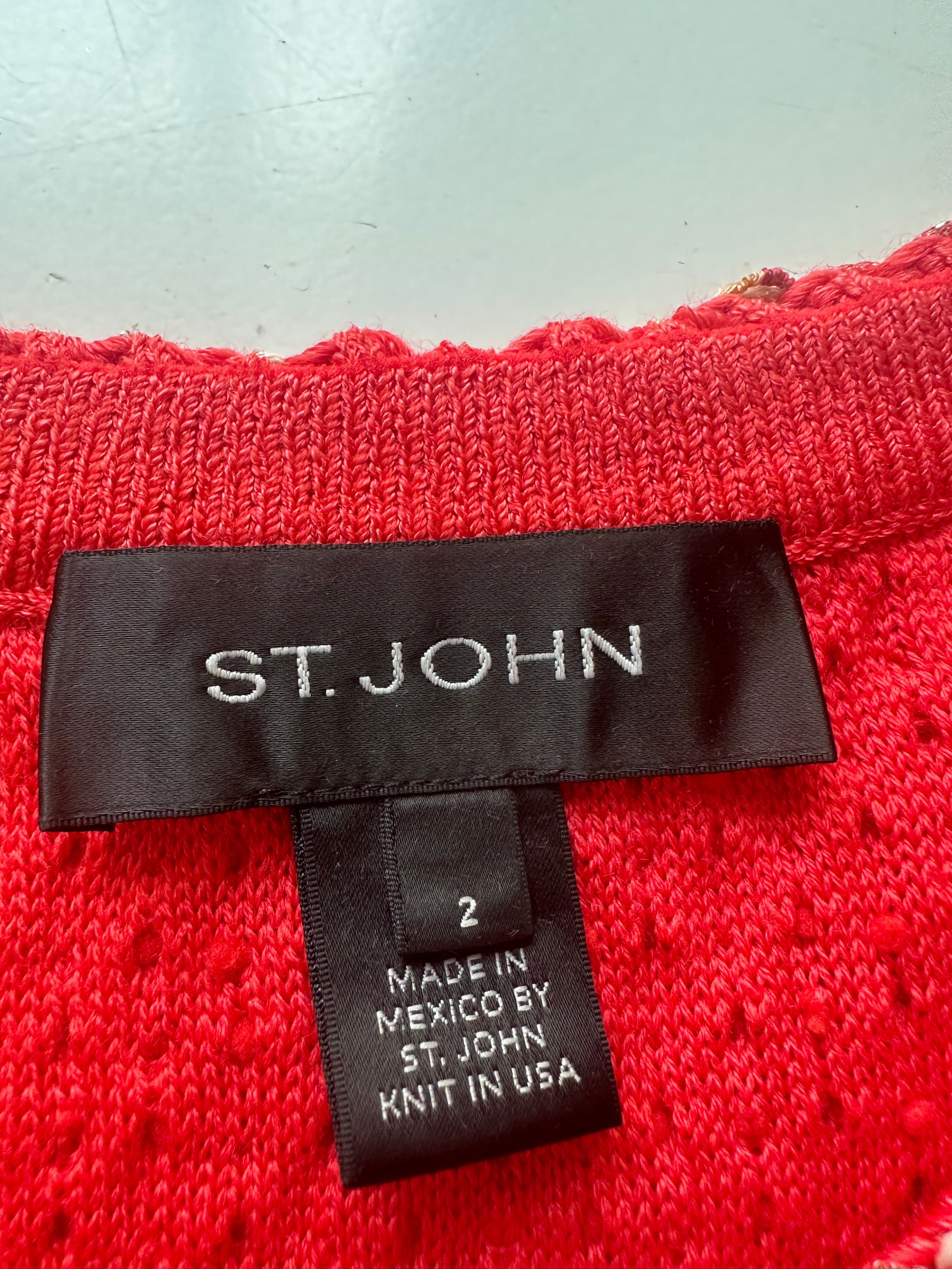 St.John red vest with pearly balls - size 34