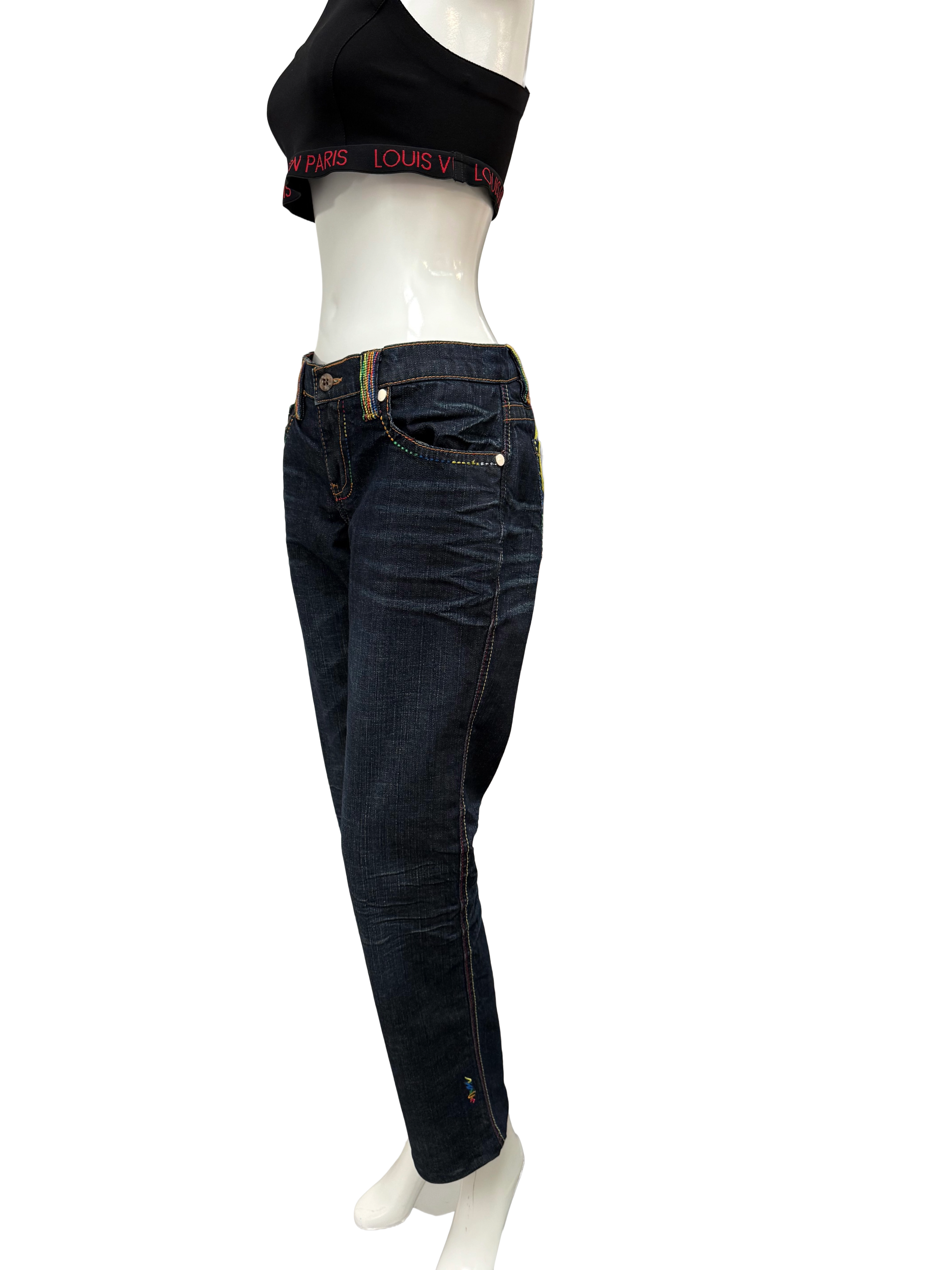 Coogi dark denim jeans with multicolor embroidery - size 33