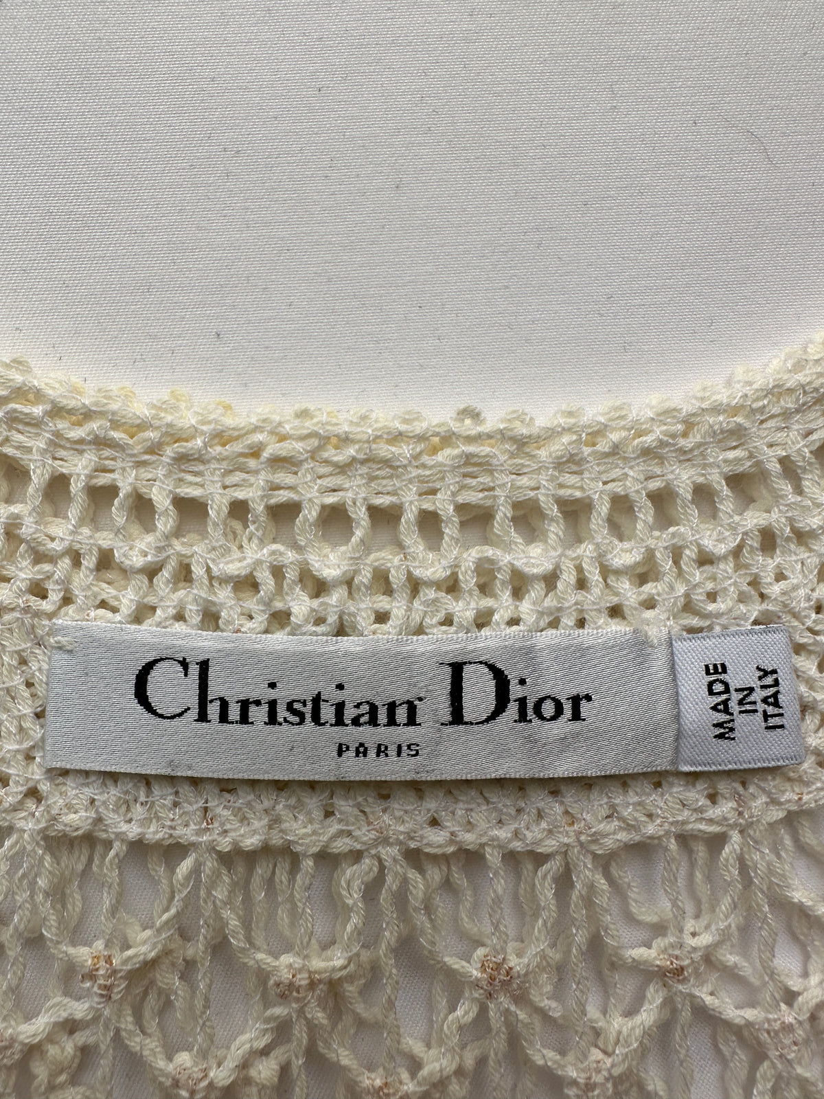 Dior white crochet top with lining - size 36