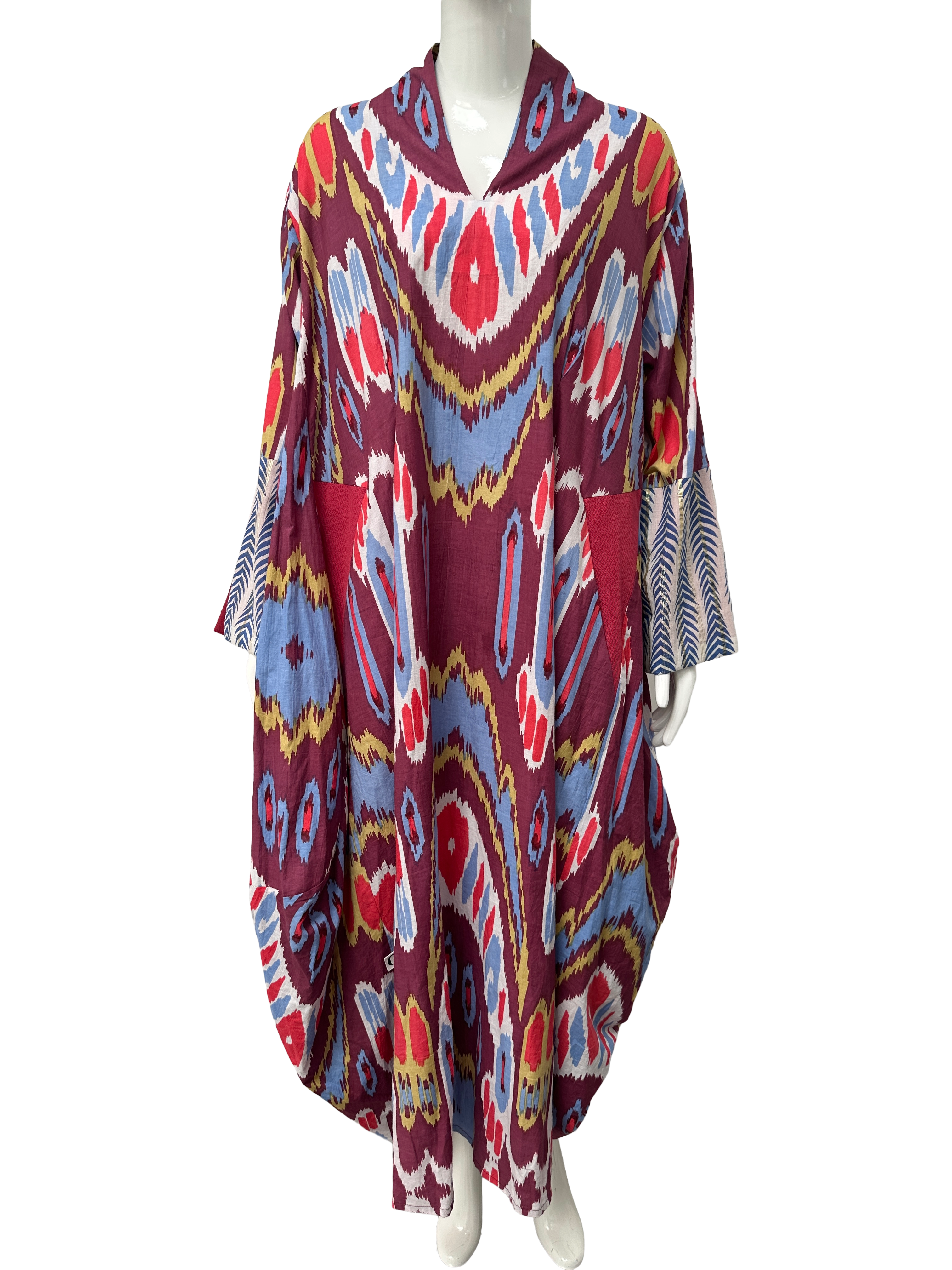 Orange blossom Ikat print oversized kaftan dress - size TU