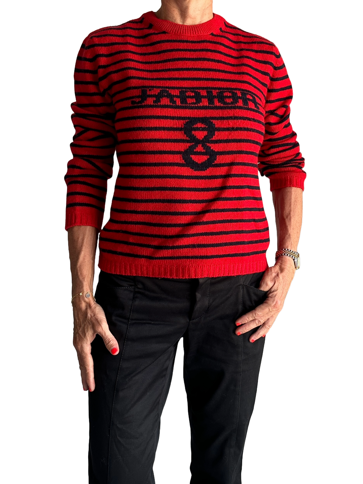 Dior black and red striped sweater - size 36