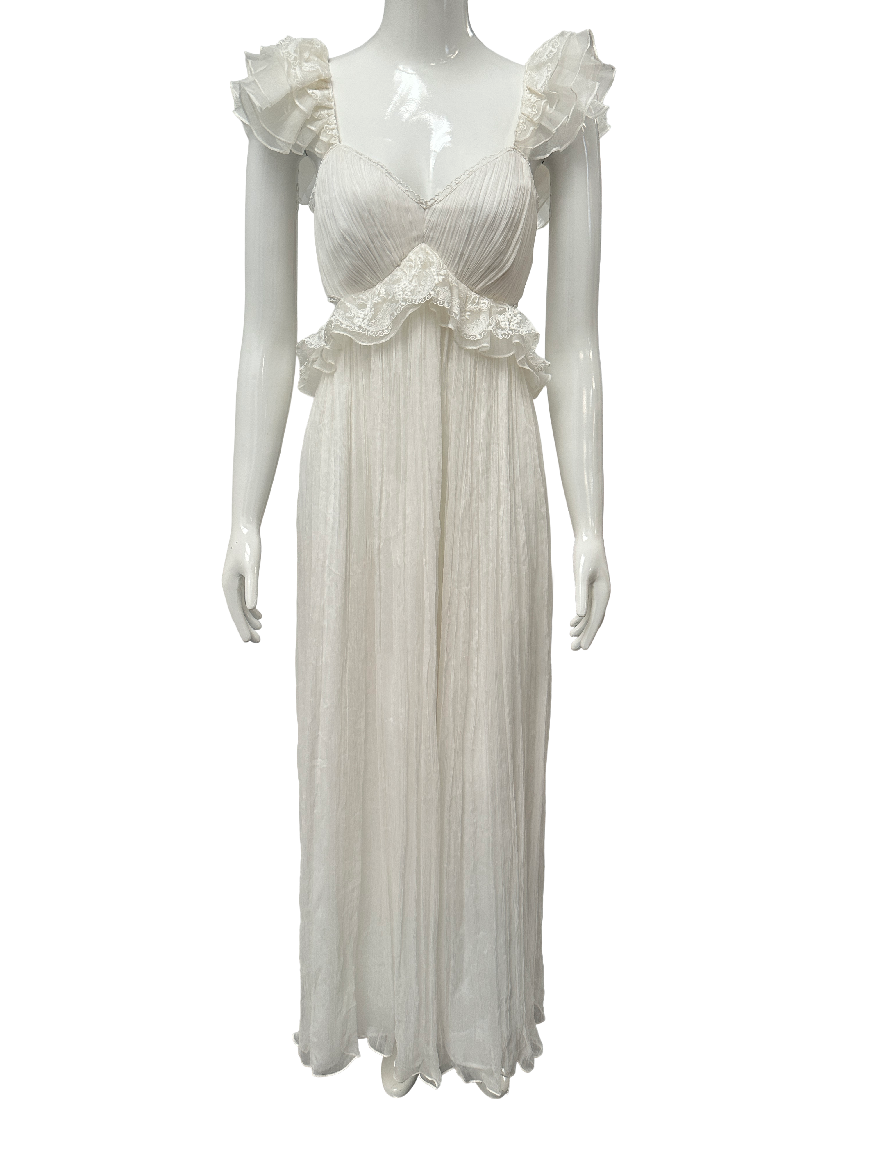 HHART white ruffled bohemian maxi dress - size 36