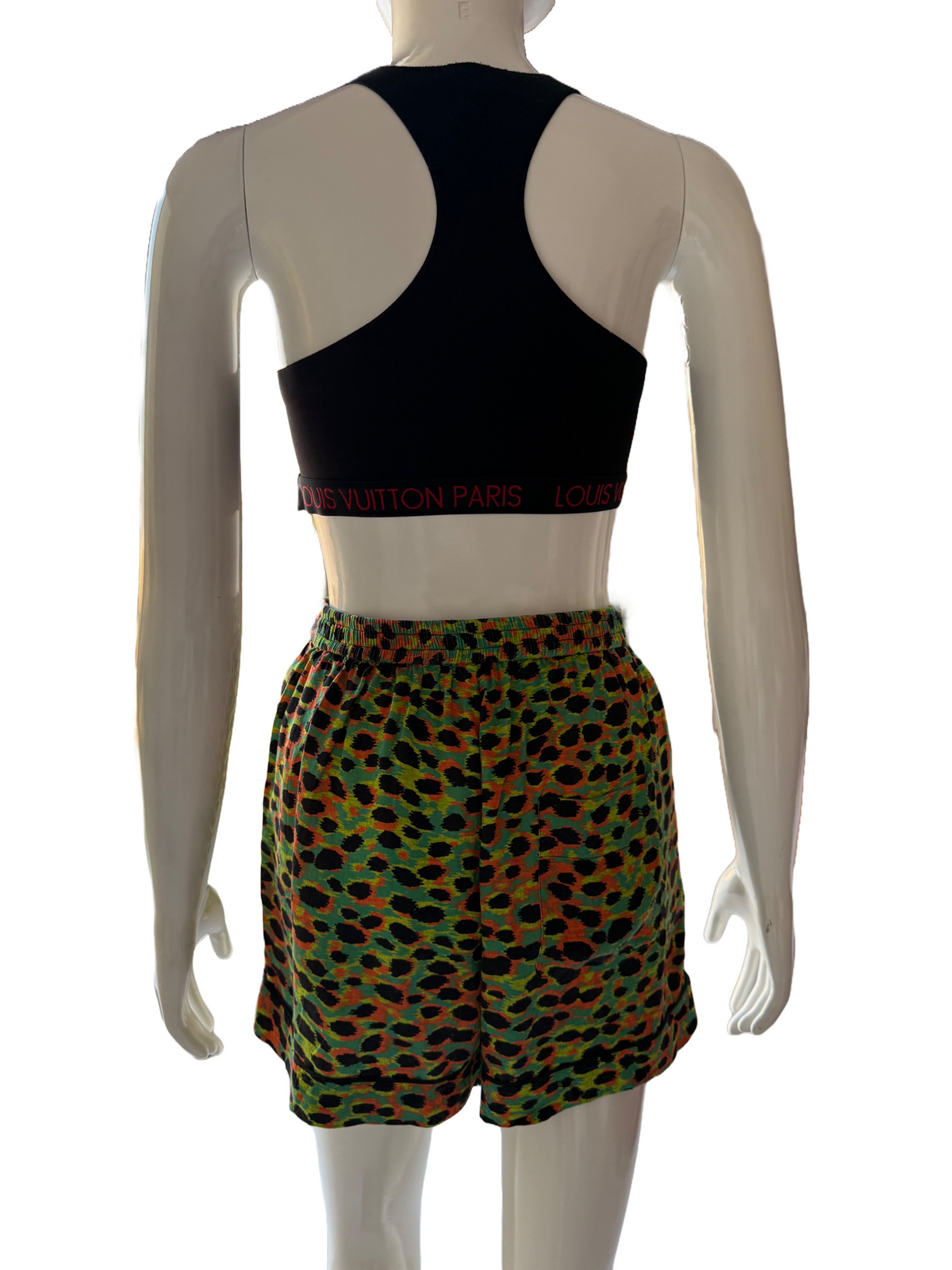 Dior green leopard and multicolor shorts - size 36