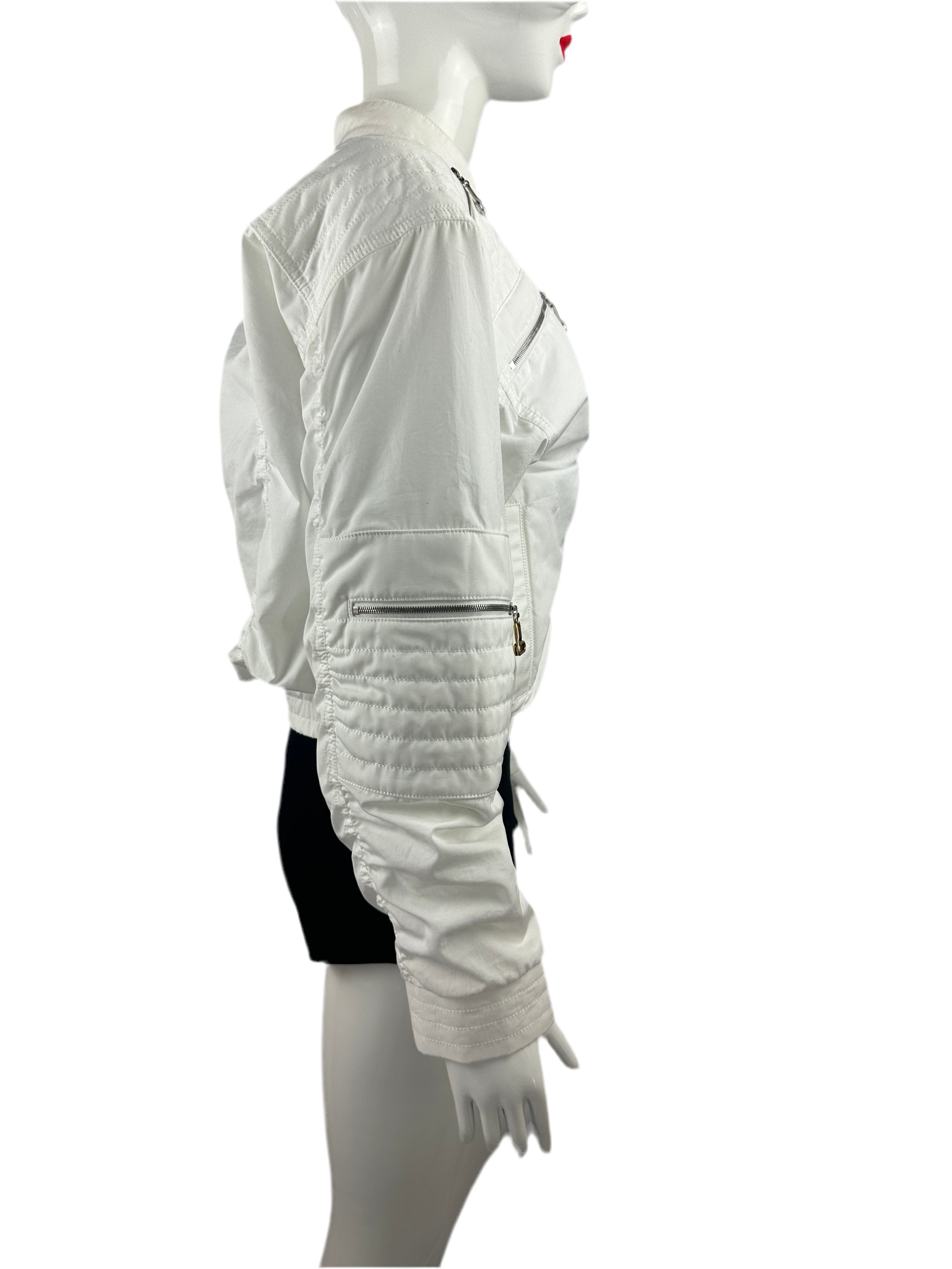 Louis Vuitton white bomber with silver zipper - size 36