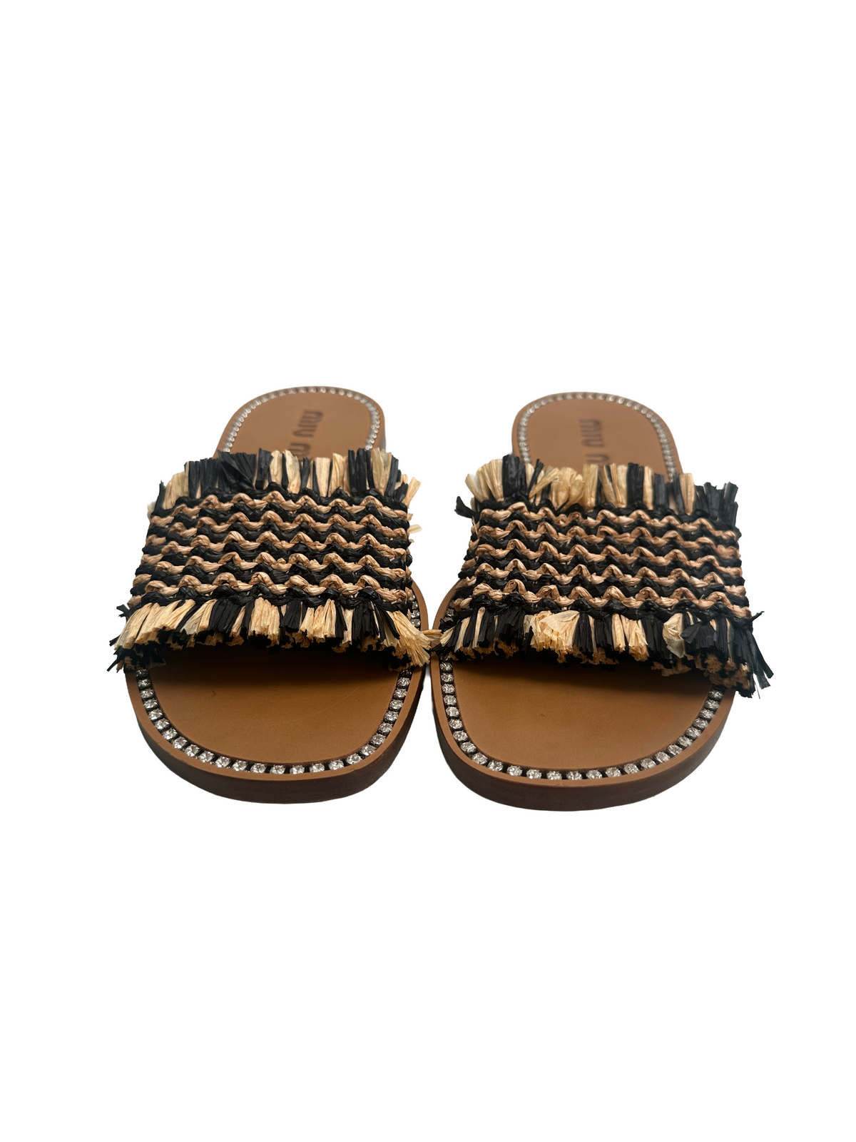 Miu Miu raphia embellish crystal slip - size 39