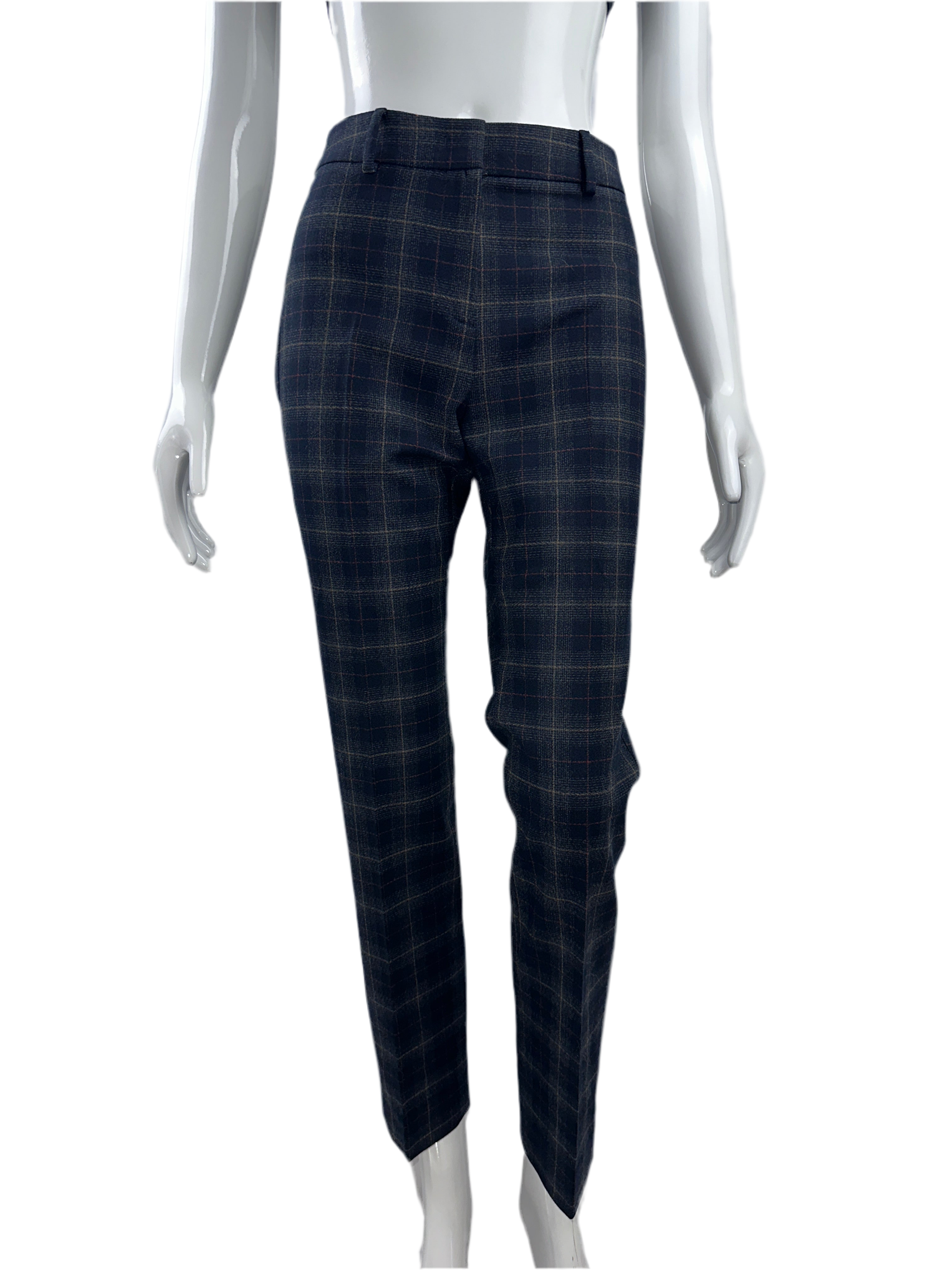 Weekend by Max Mara navy pants with grey checks and white lines - size 34