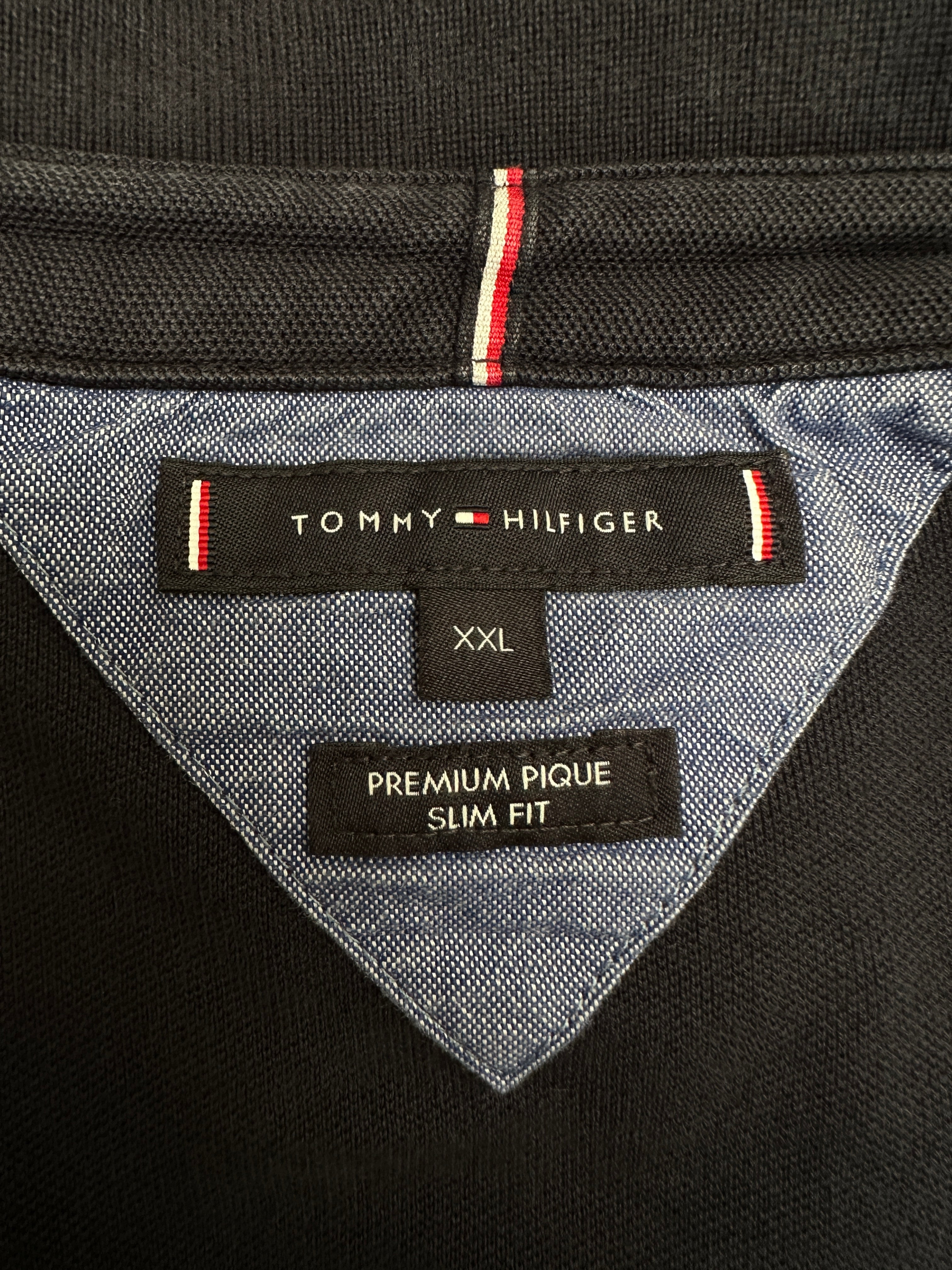 Tommy Hilfiger navy premium pique slim fit polo - size XXL