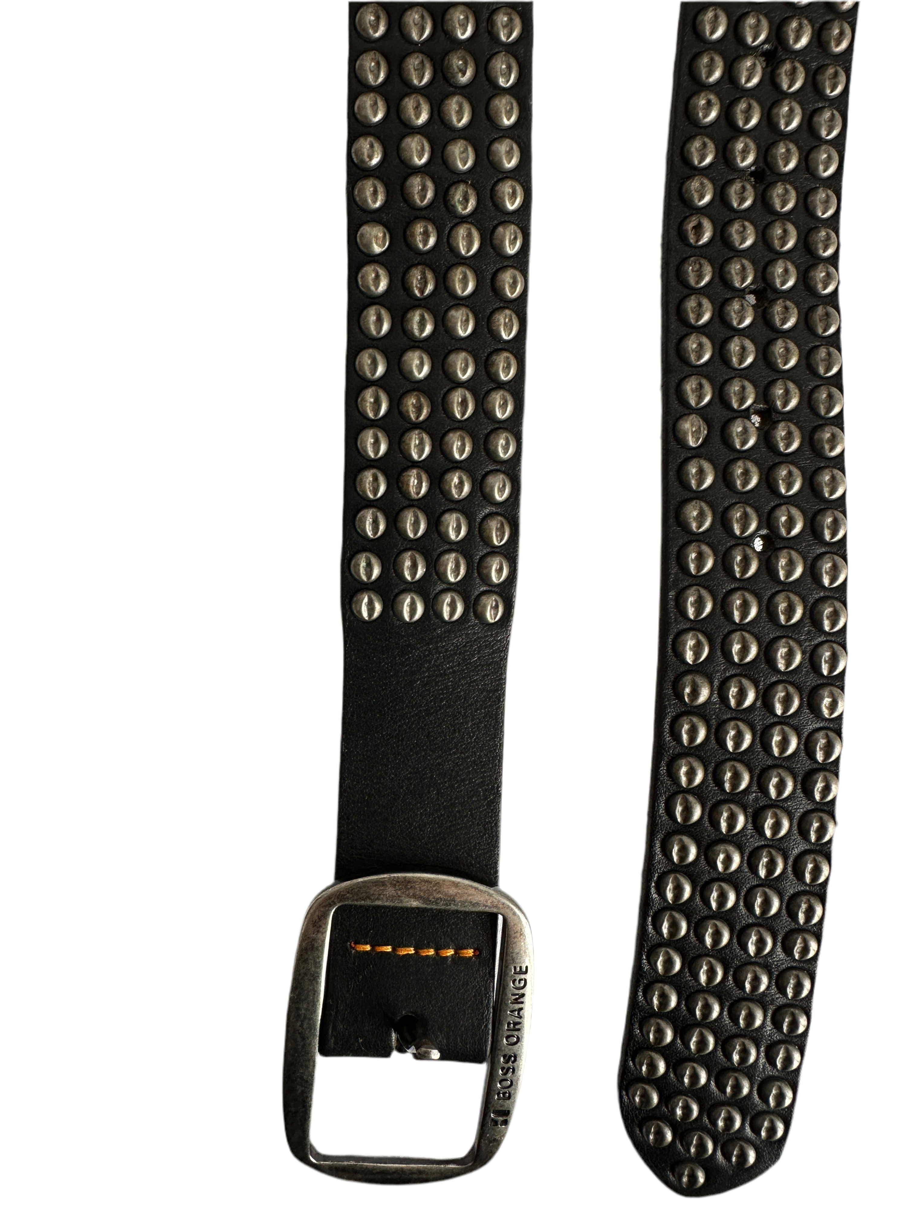 Boss Orange leather studded belt with circular rivet