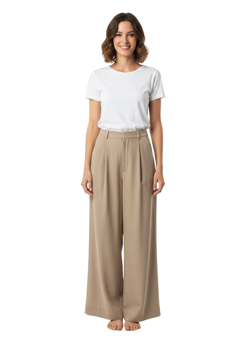 King & Tuckfield beige high-waist tailored trousers - size 38
