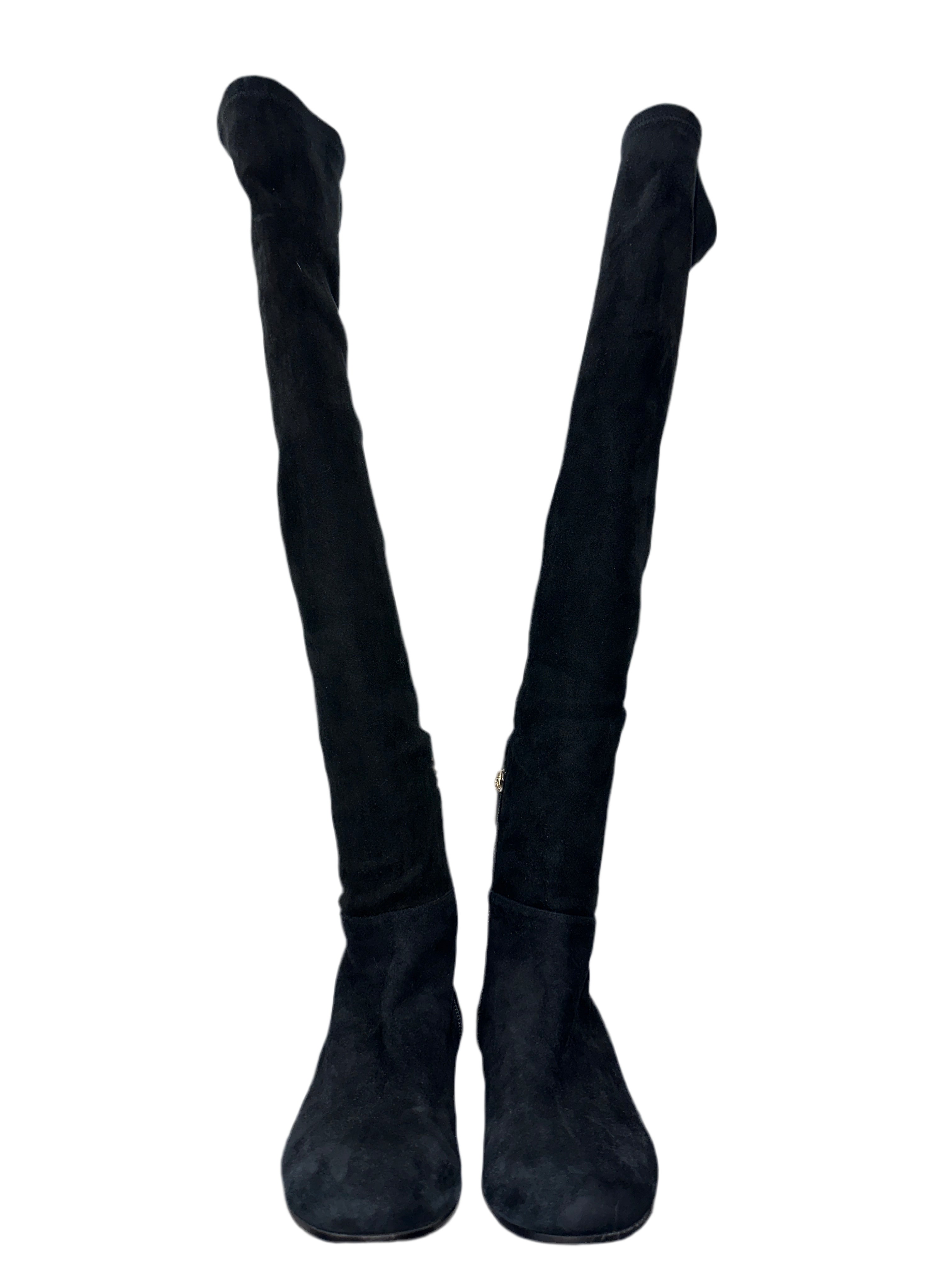 Jimmy Choo Myren flat suede stretch thigh boots - size 36