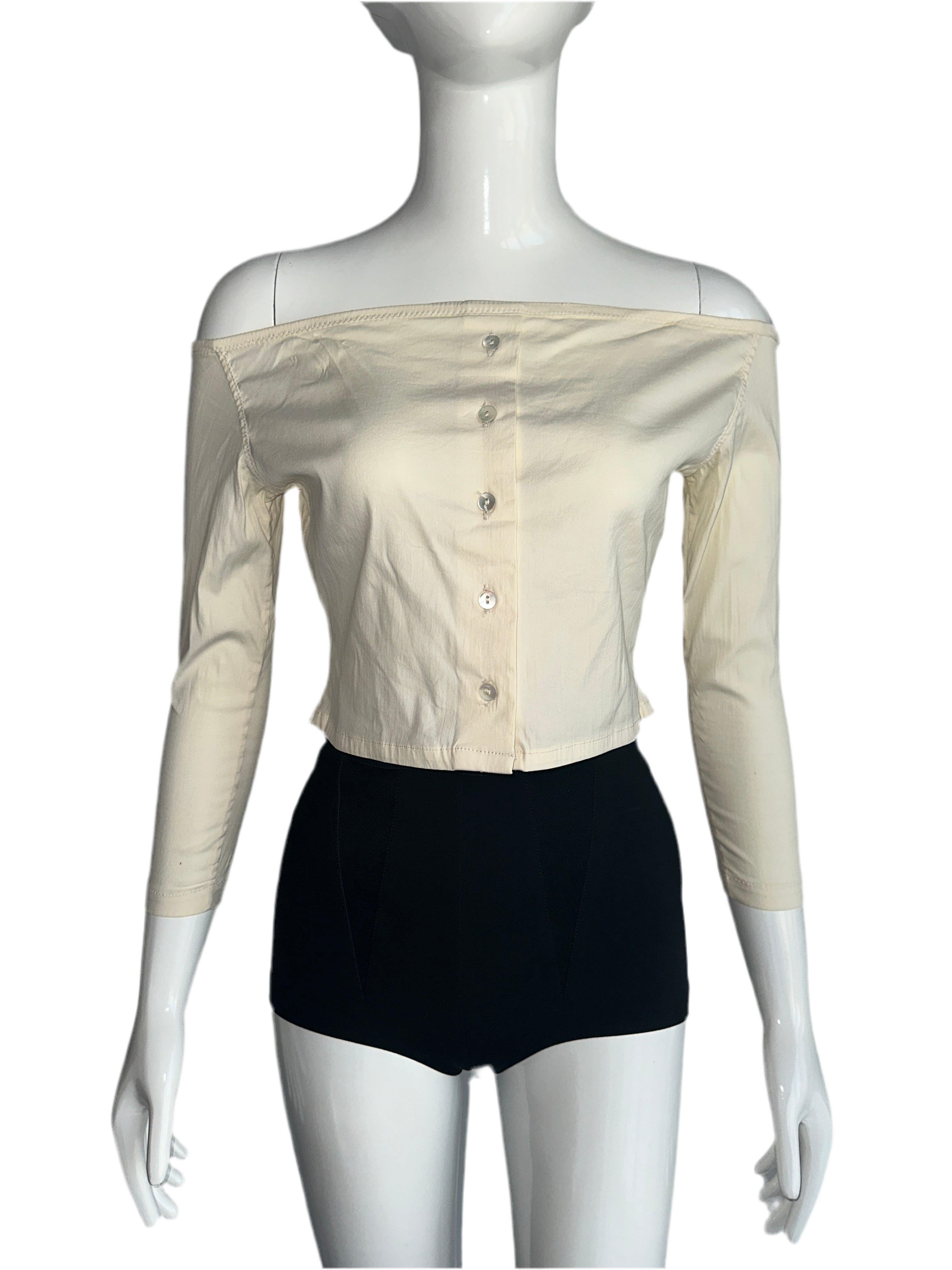Jean Paul Gaultier tee shirt creme bare shoulders - size 42