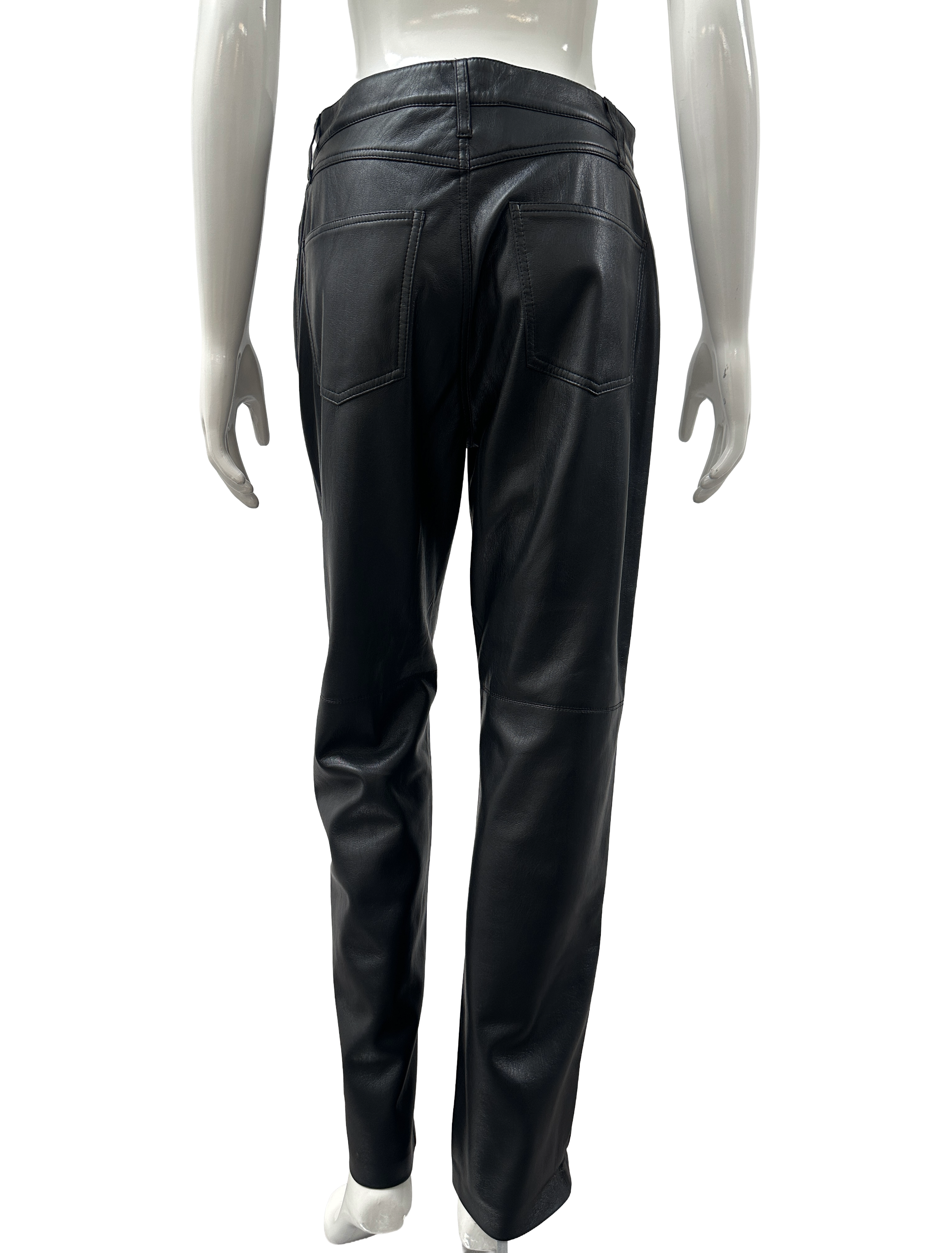 Nanushka black vegan leather straight-leg pants - size M
