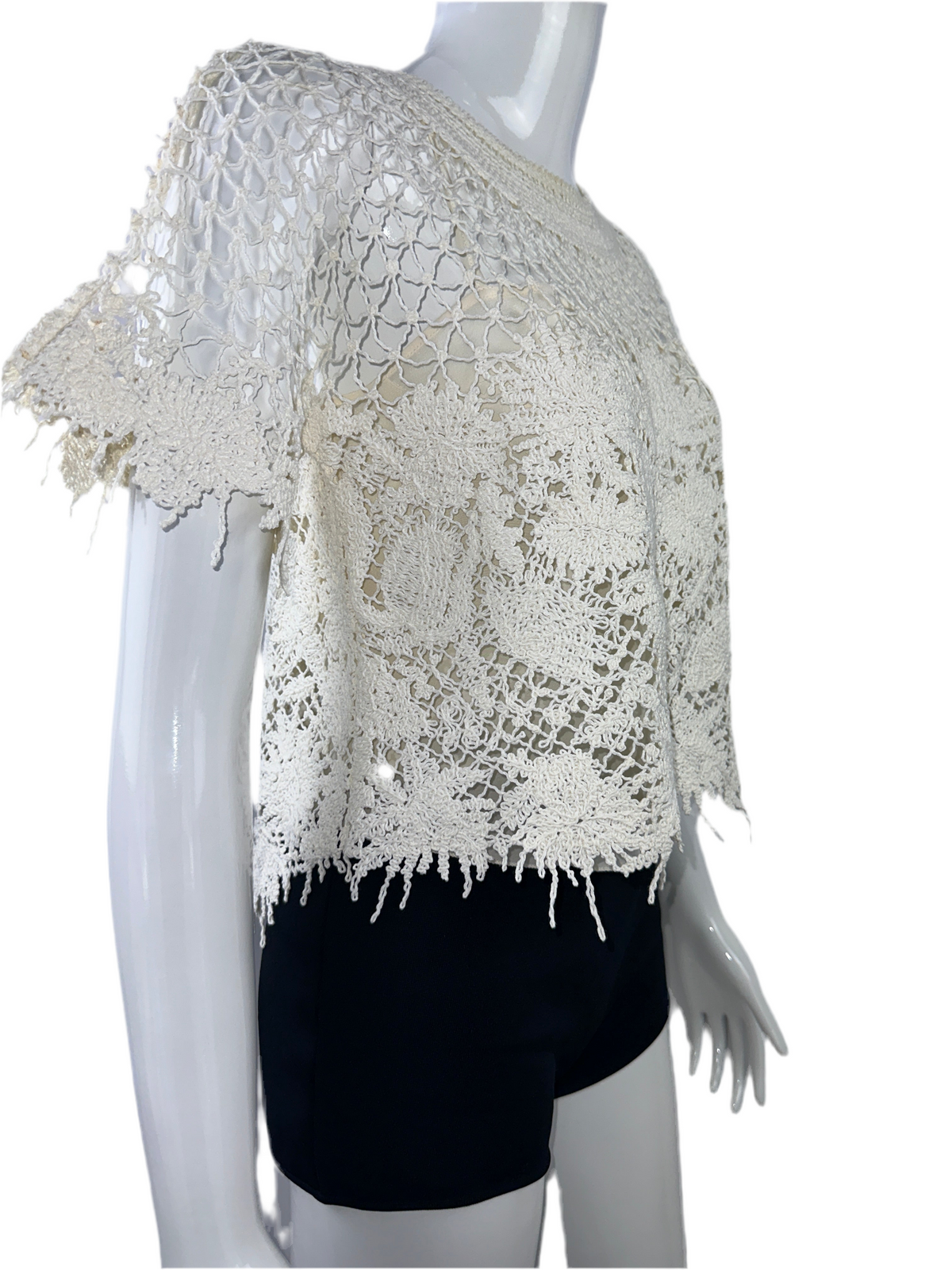 Dior white crochet top with lining - size 36