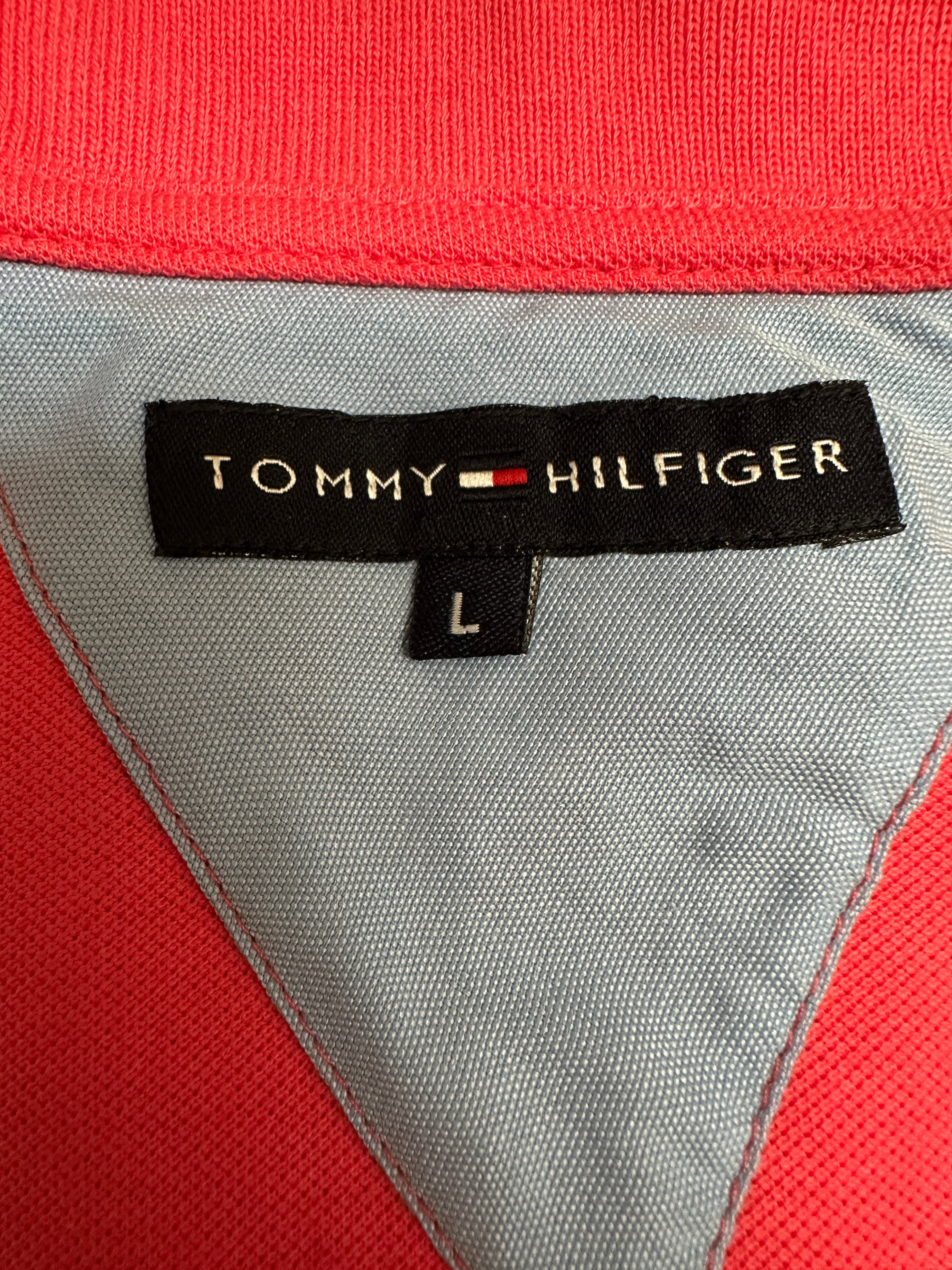 Tommy Hilfiger coral long sleeve polo shirt - size L