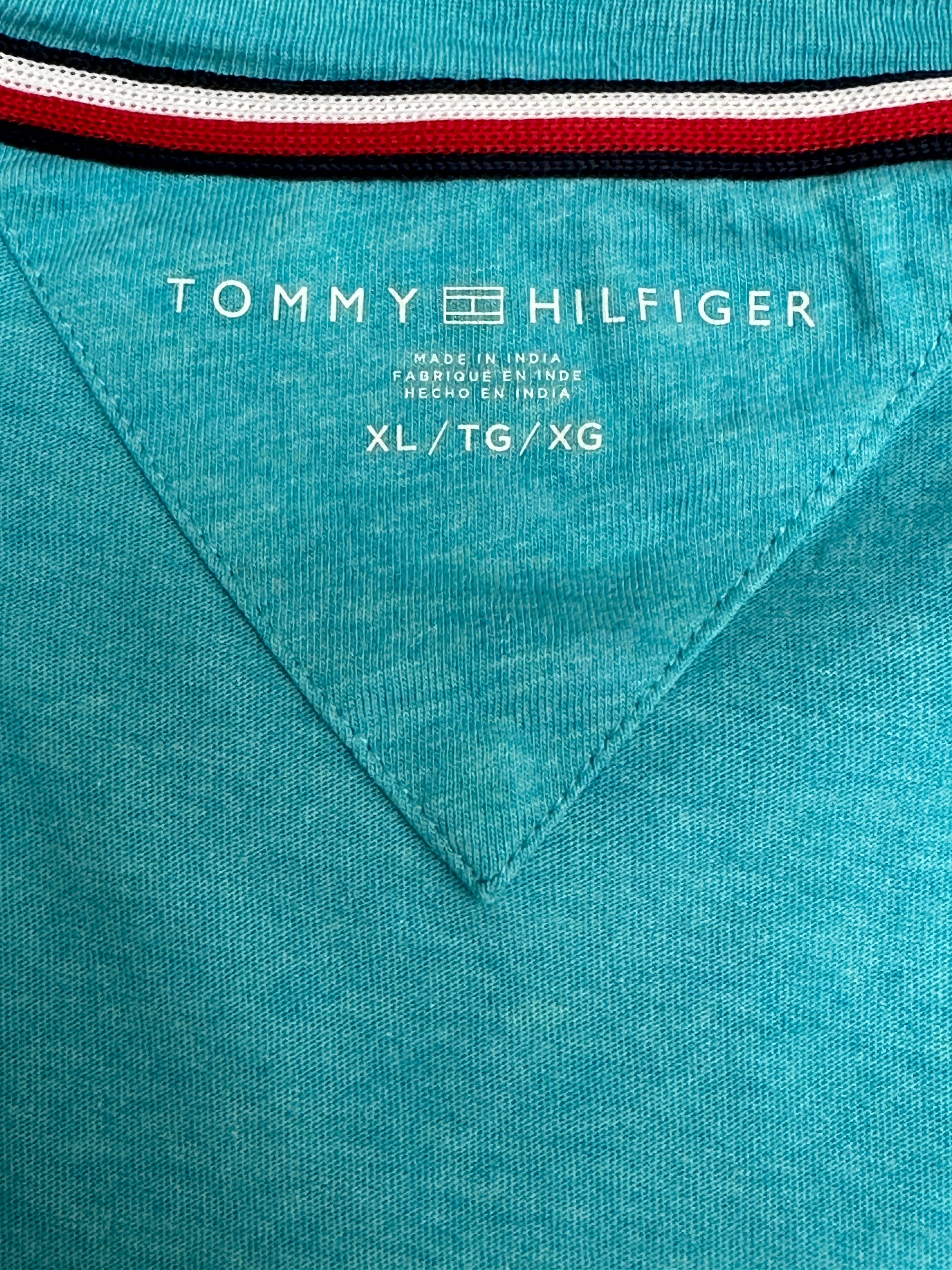 Tommy Hilfiger turquoise flag logo t-shirt - size XL
