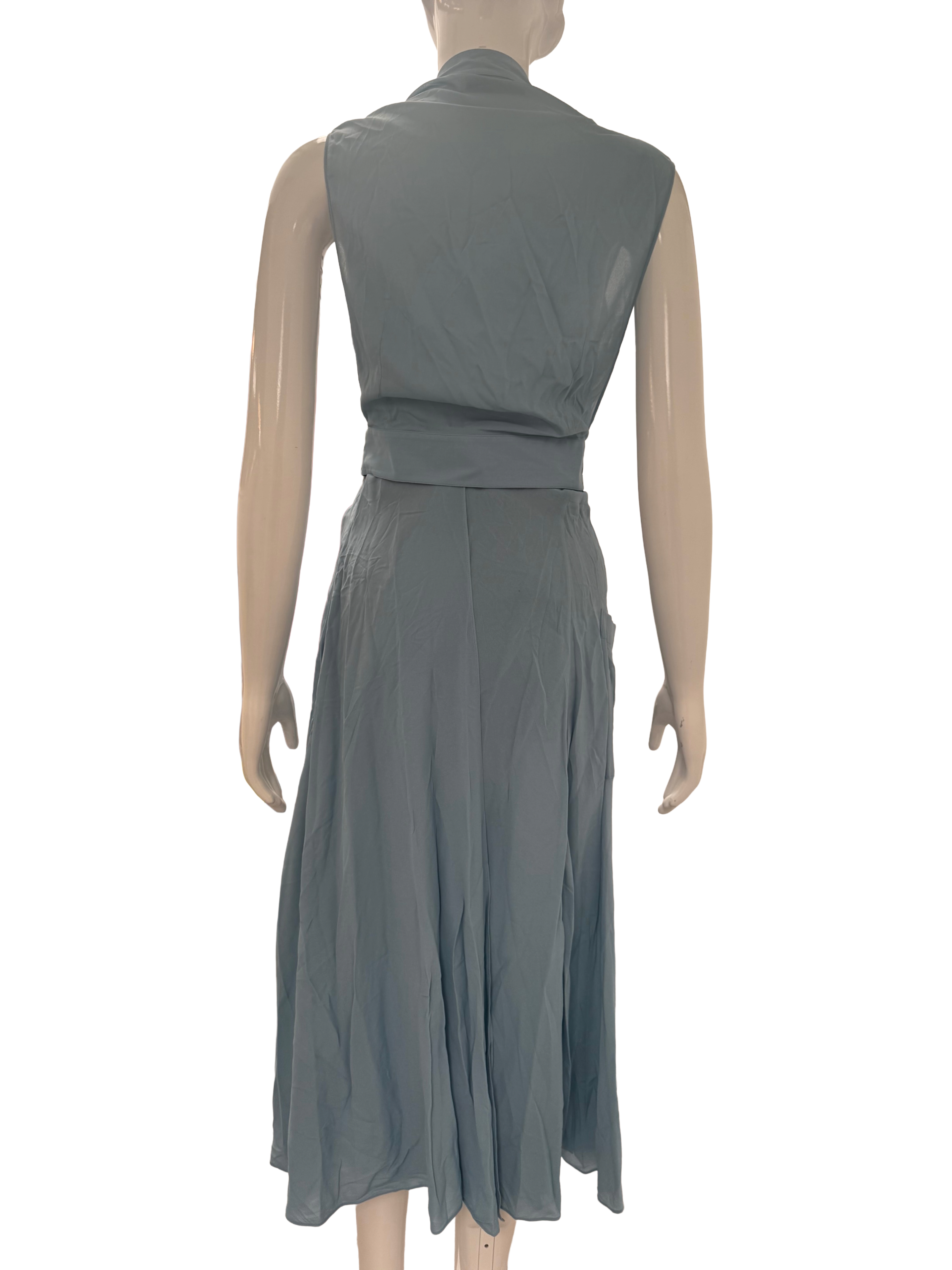 Balenciaga draped sleeveless belted dress in light blue - size 36