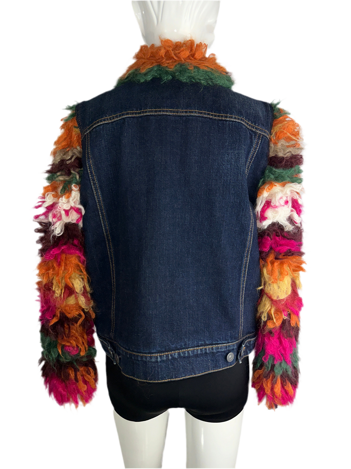 Dior denim jacket with colored wool collar and sleeve - size 36