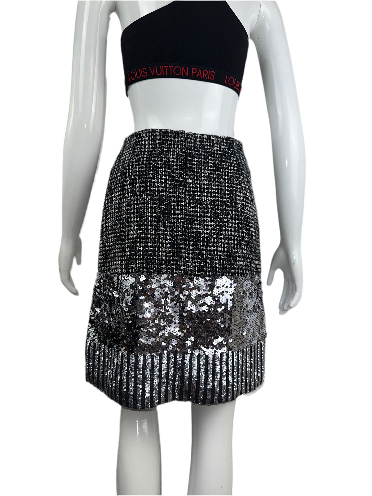 Dior tweed-effect skirt, sequins and stripes - size 34