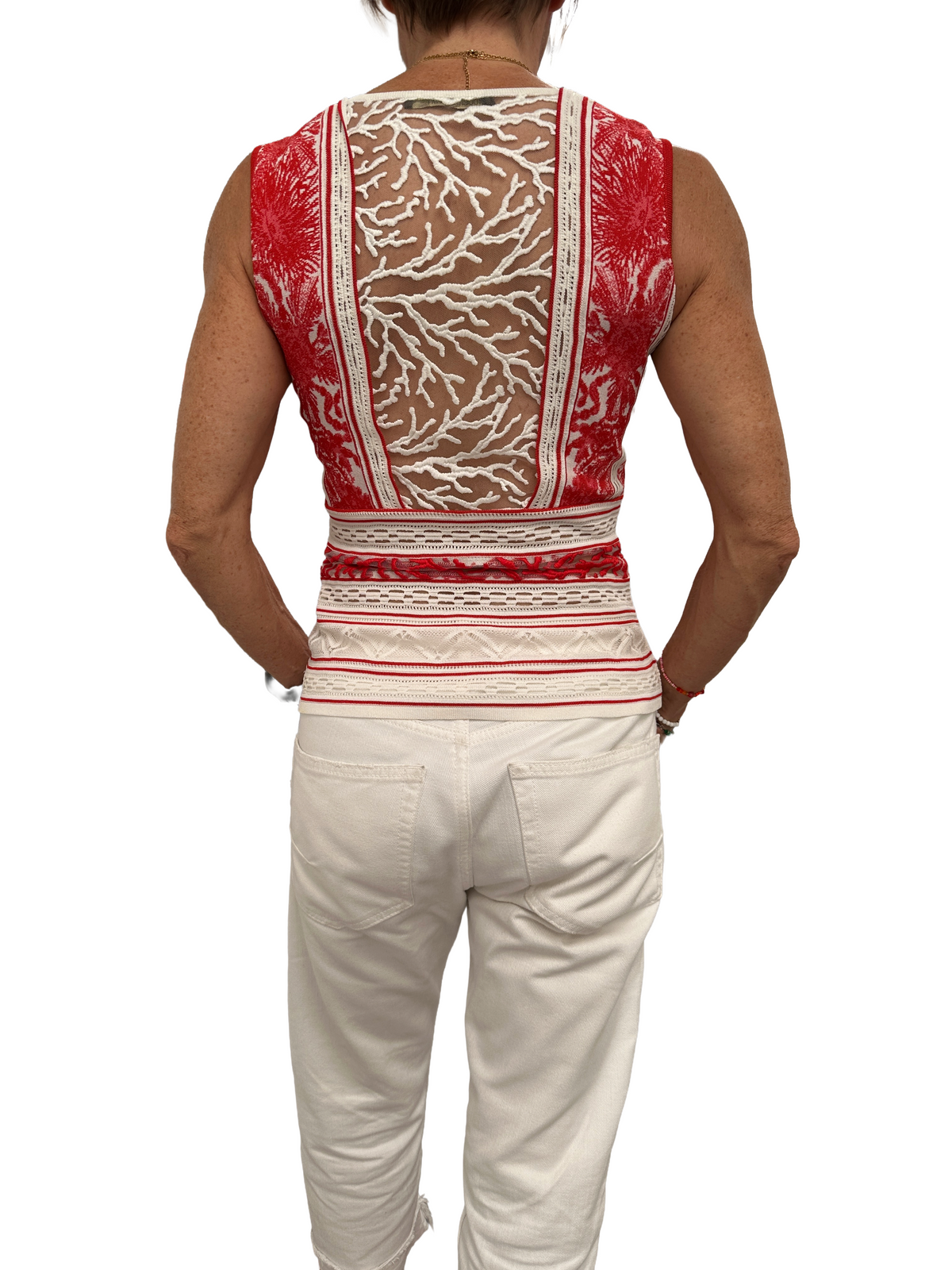 Roberto Cavalli coral jacquard top - size 38