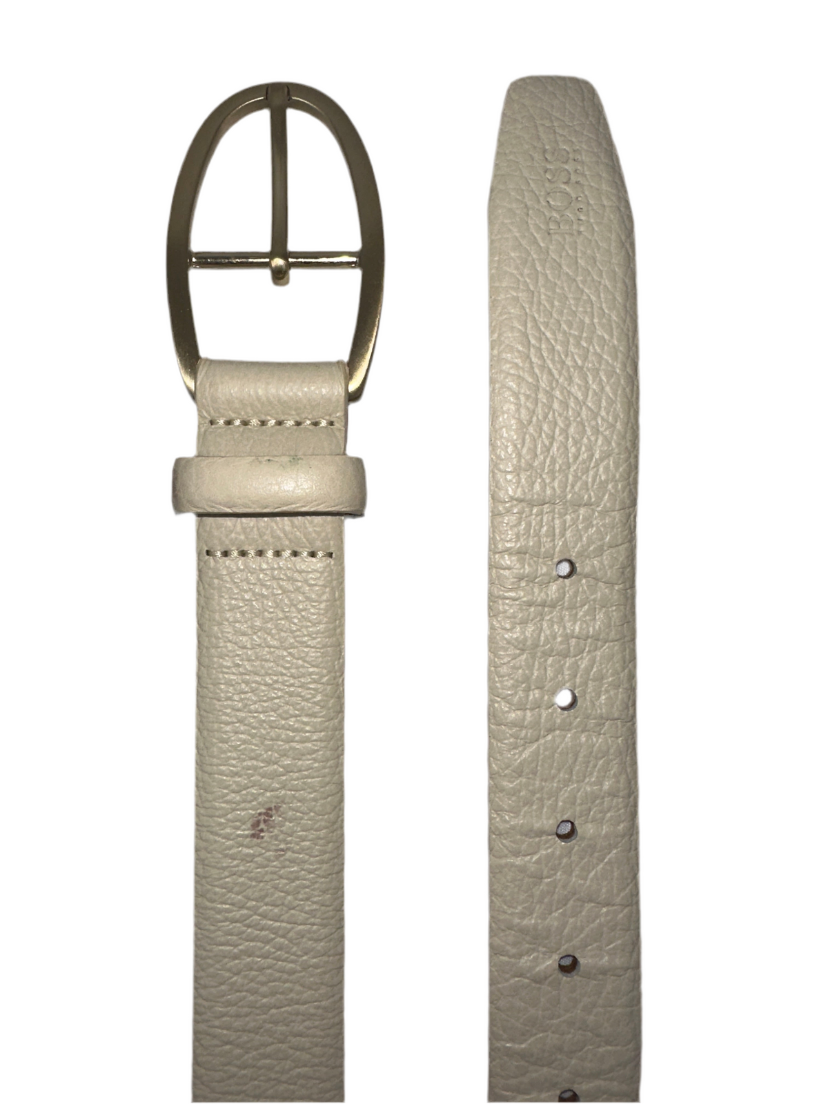 Hugo Boss cream belt with gold buckle