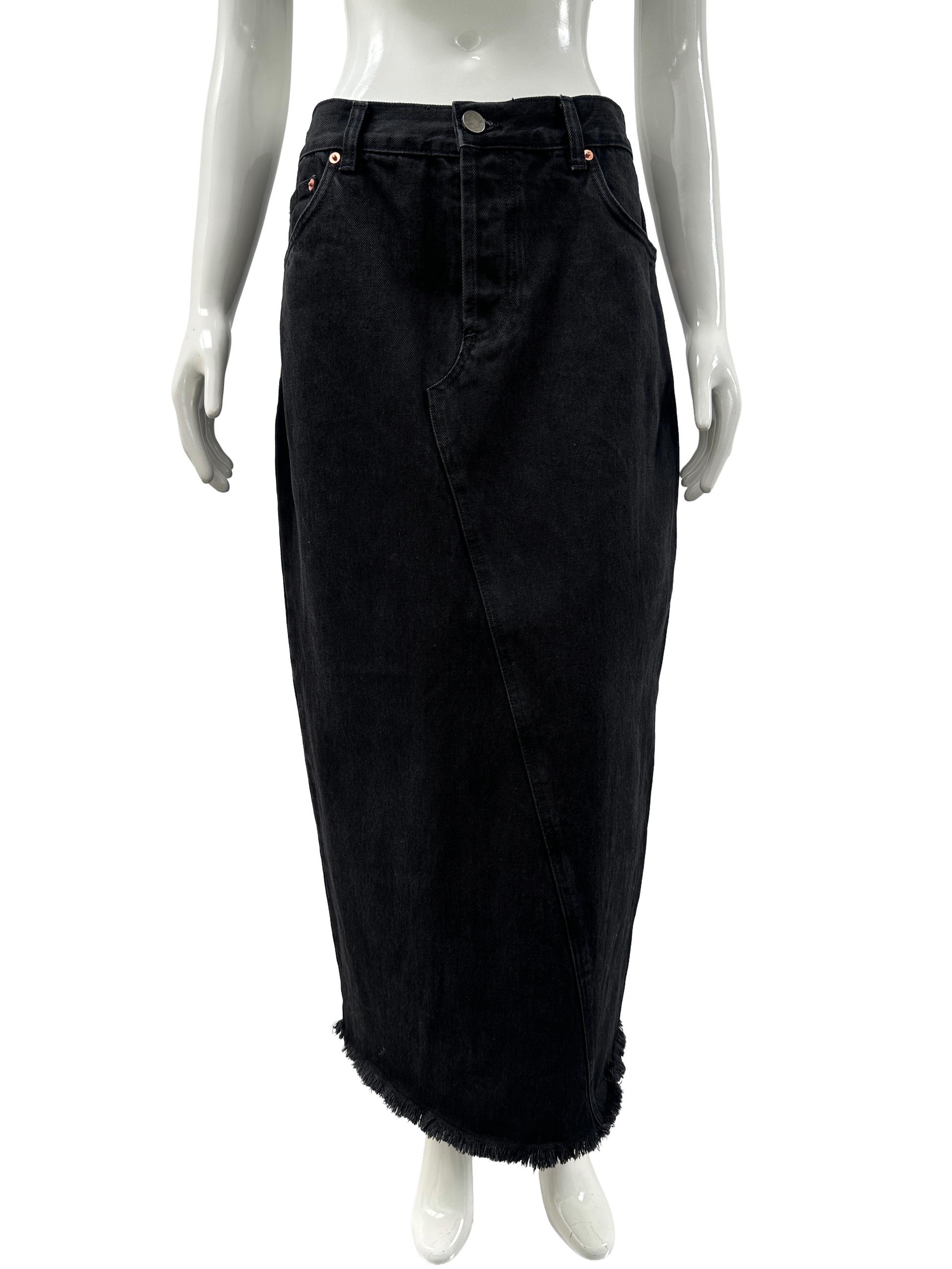 Raey black organic cotton denim midi skirt - size 40