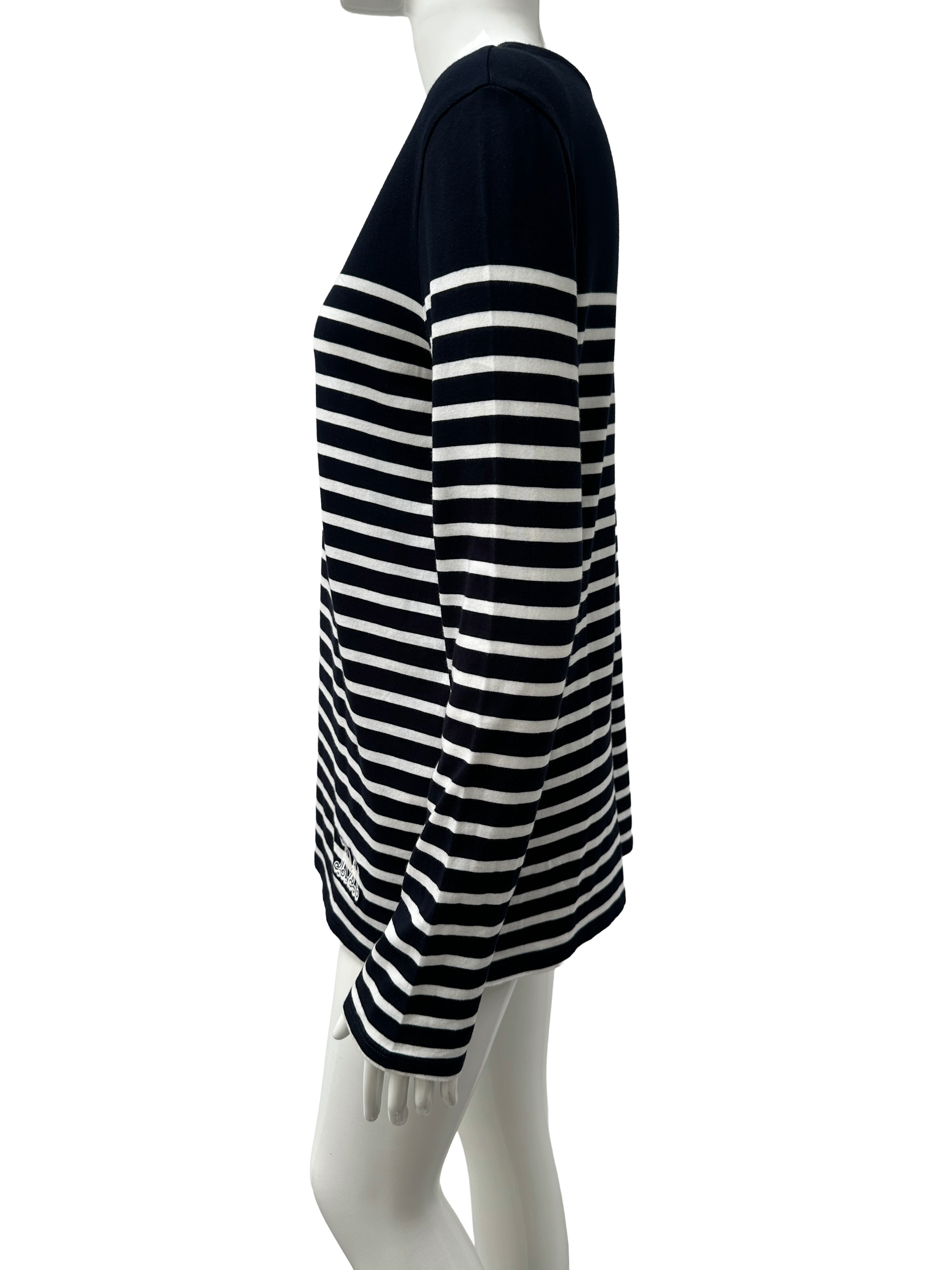 Max Mara navy & white striped cotton long sleeve top - size M