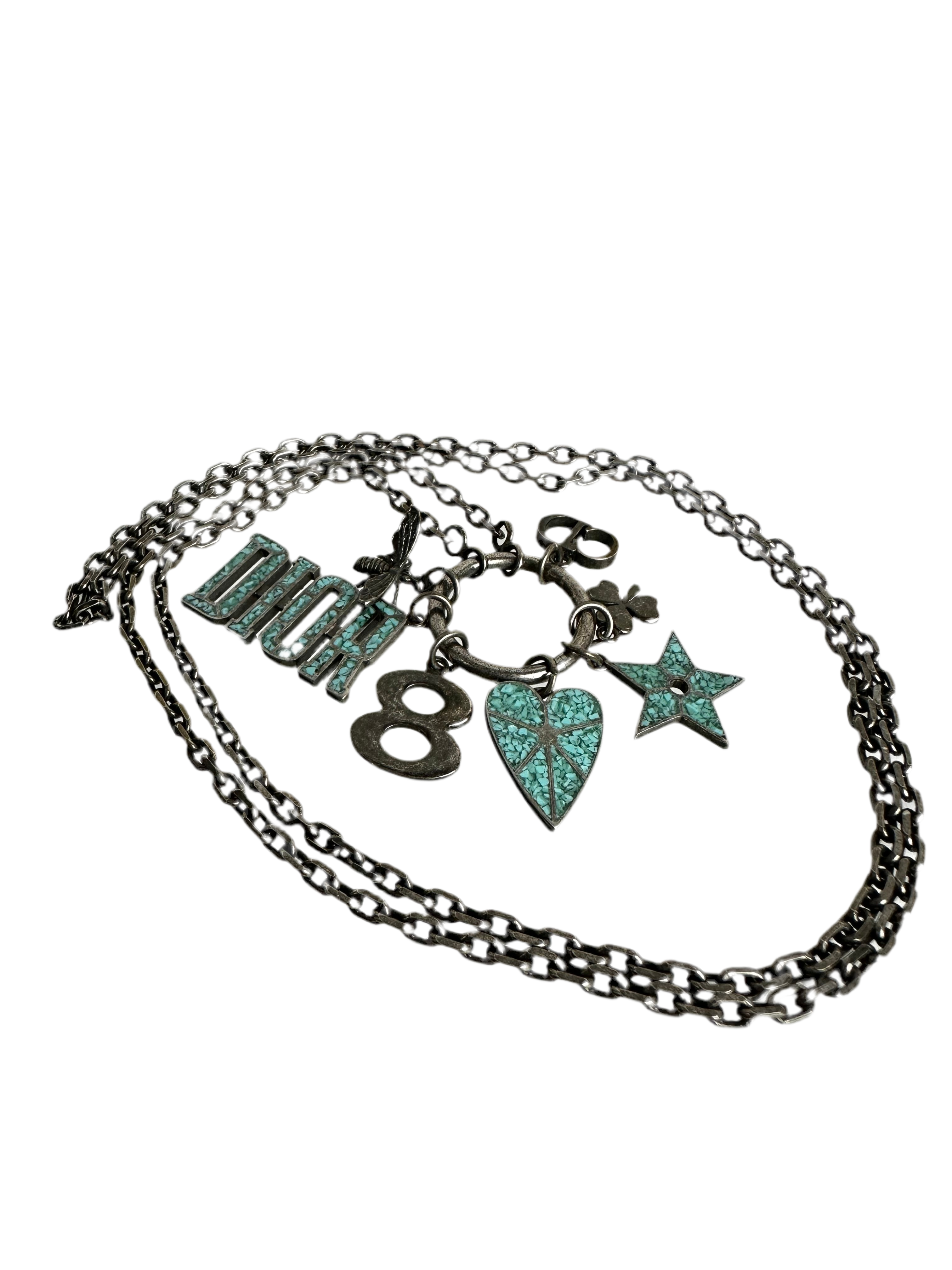 Dior metalic necklace with multi charms