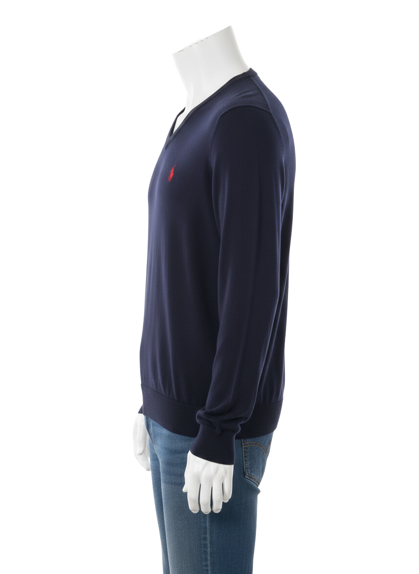 Polo Ralph Lauren navy Pima cotton v-neck sweater - size M