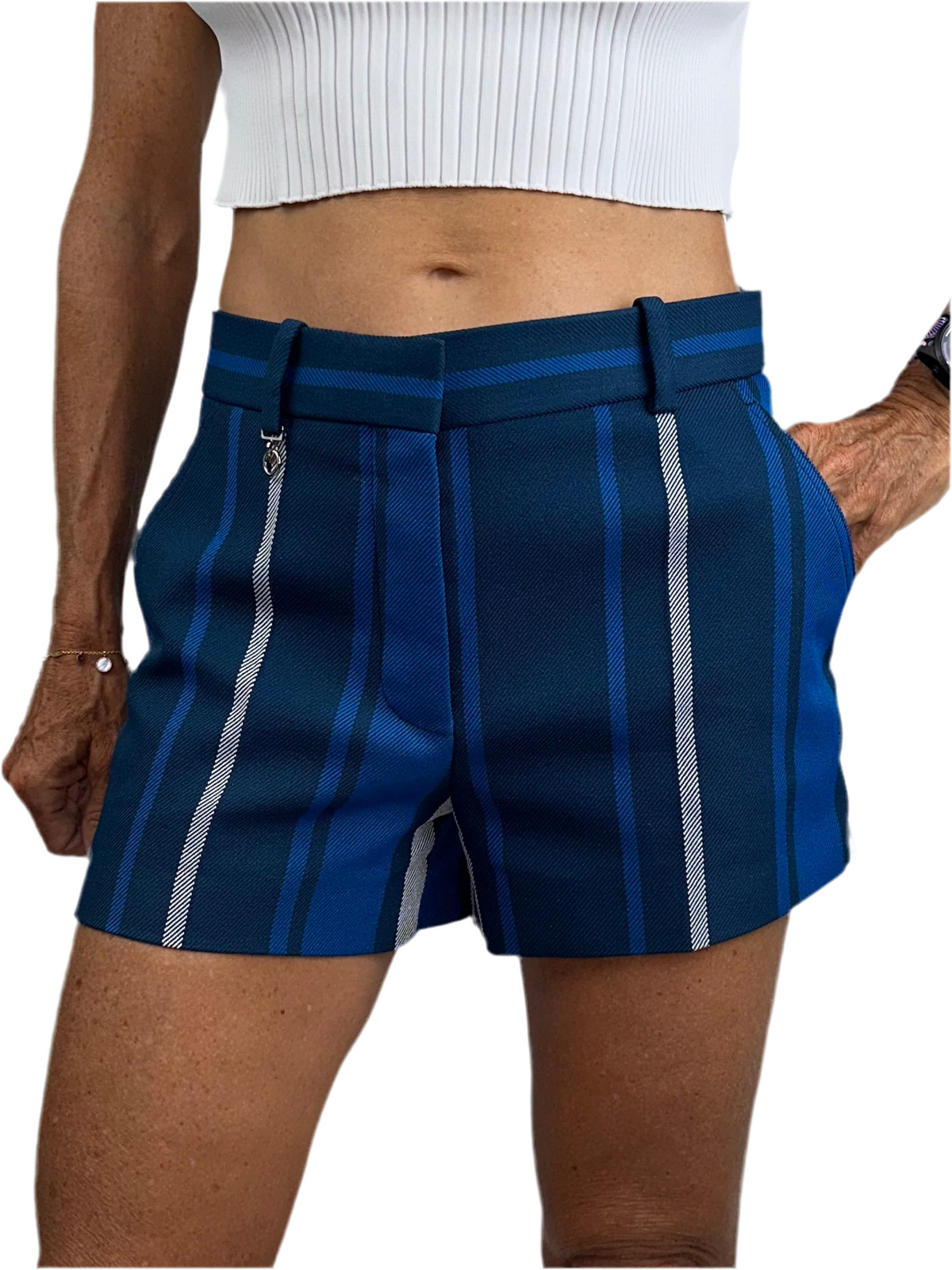 Louis Vuitton blue shorts with white and blue lines - size 34