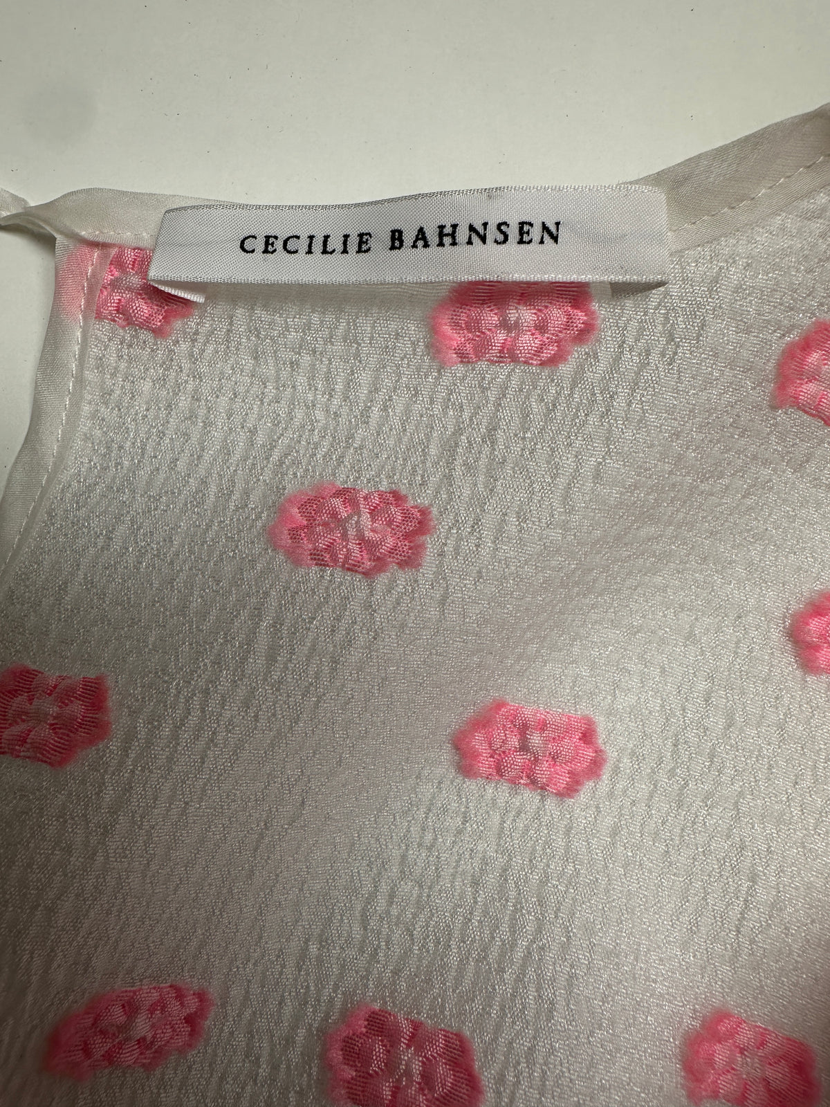 Cecilie Bahnsen Karmen white dress with pink flowers - size 38